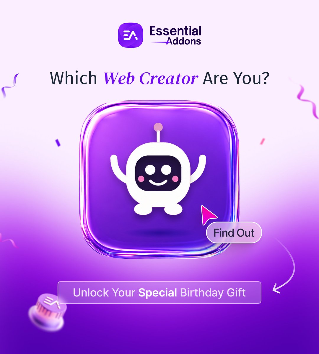 WPDevTeam's tweet photo. Are you a Growth Hacker, Automator or Maverick? 1 quick test, 1 answer, and a gift like never before to celebrate 9 years of @EssentialAddons. 🎁

9 questions, in 1 minute. Discover your type.

👩🏻‍💻 Take the test 👉 https://t.co/UXyTttkVI7

#9thBirthday #PersonalityTest https://t.co/lKzQXokCB5