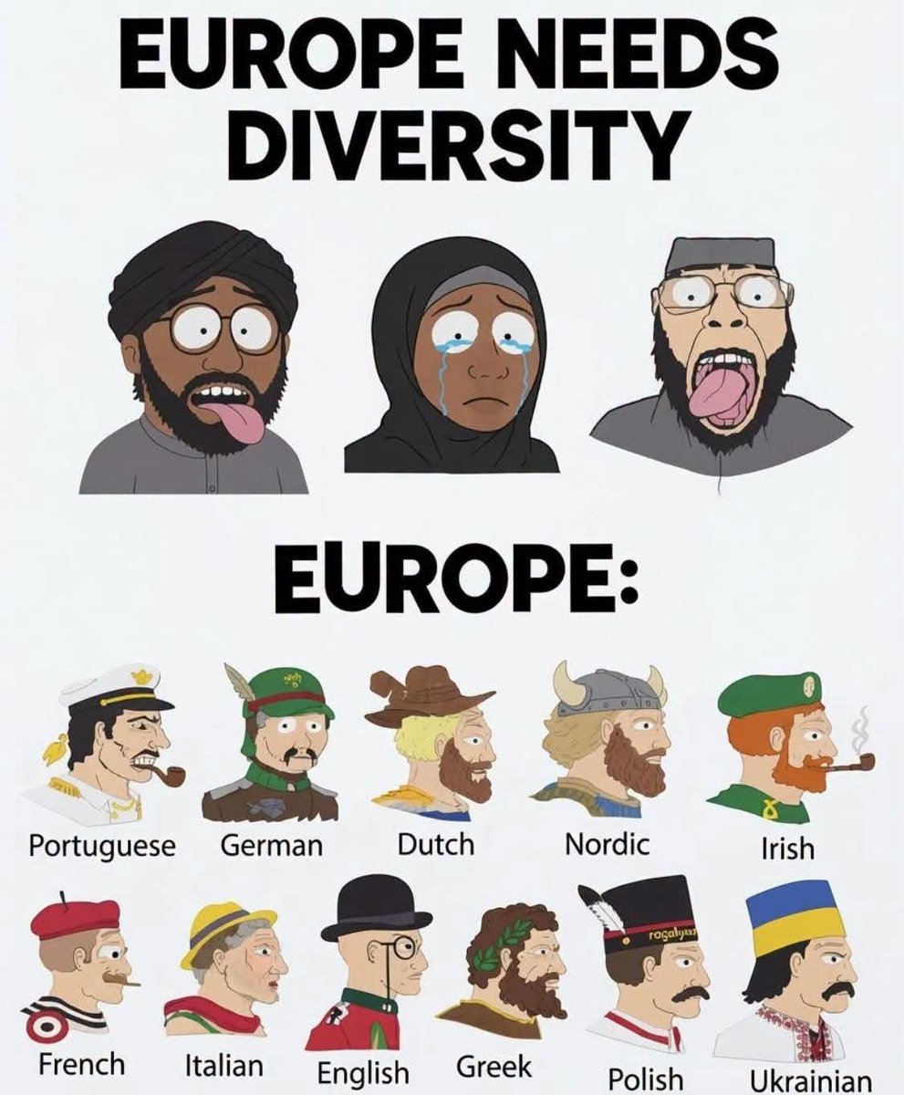 politicseu7's tweet photo. EUROPE NEEDS DIVERSITY

VS

EUROPE BEFORE THE THIRD WORLD INVASION

Europe had all the diversity it needed.

Every country had it's own culture and own identity and it was beautiful. https://t.co/O5ILvhVxY9