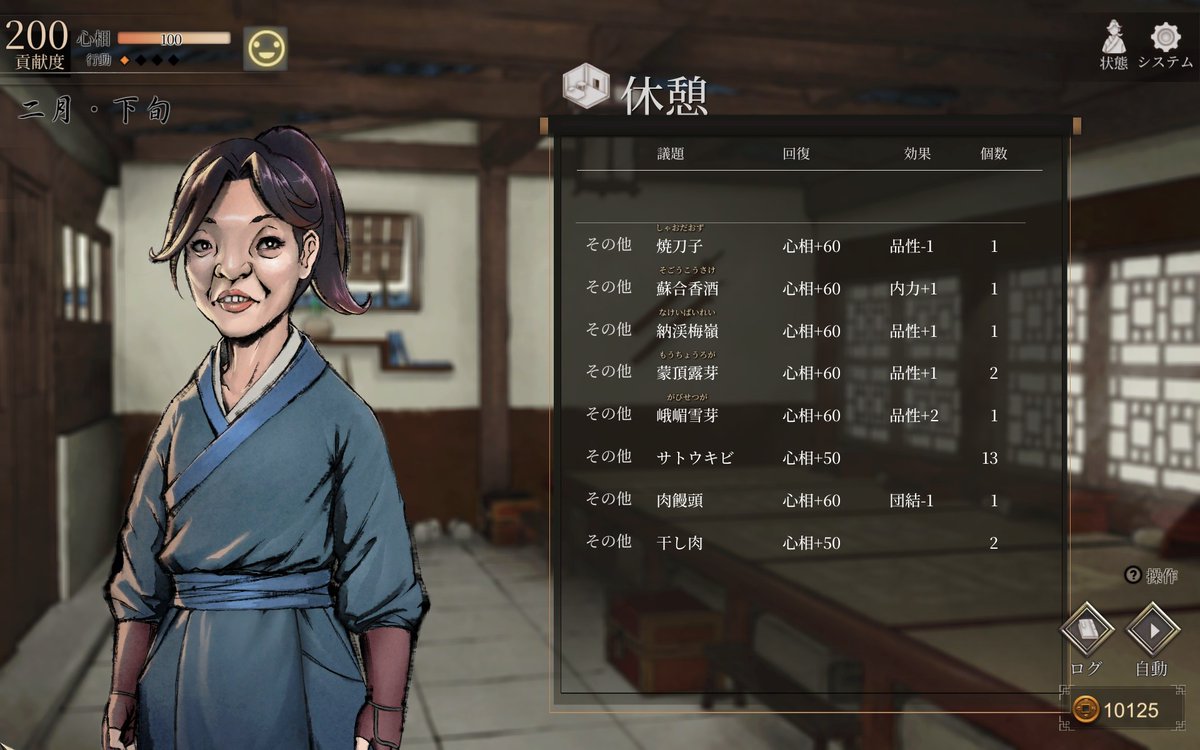 sio_mod's tweet photo. 活俠傳のアイテム、行動先の詳細を表示するMODを制作しました。
未確認の挙動もあるため、参考程度にご利用ください。

https://t.co/hIltiIbRQo

【アイテム】
ショップ、所持品、秘笈、技能、

【行動先】
唐門、崆峒の行動選択時の変動パラメーター
休息時のアイテム効果、在庫数

#活俠傳 https://t.co/5daSyFM7wT