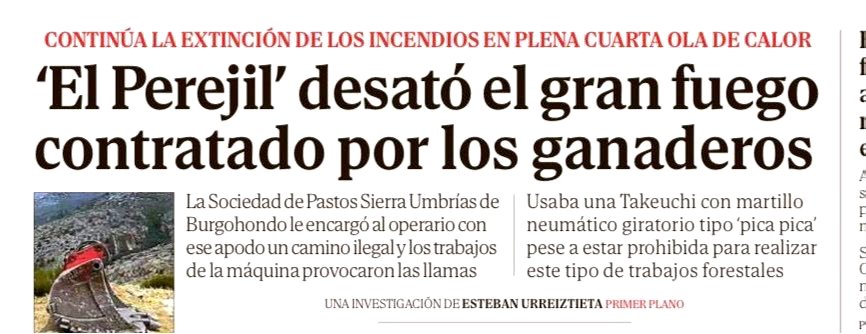 rafamerdel's tweet photo. Yo también expongo a los responsables del mayor incendio jamás registrado en la historia de España (más de 50.000 hectáreas arrasadas).🔥🔥🔥🔥🔥

Spoiler: NO son ecologistas. https://t.co/0qVjHUwS0i