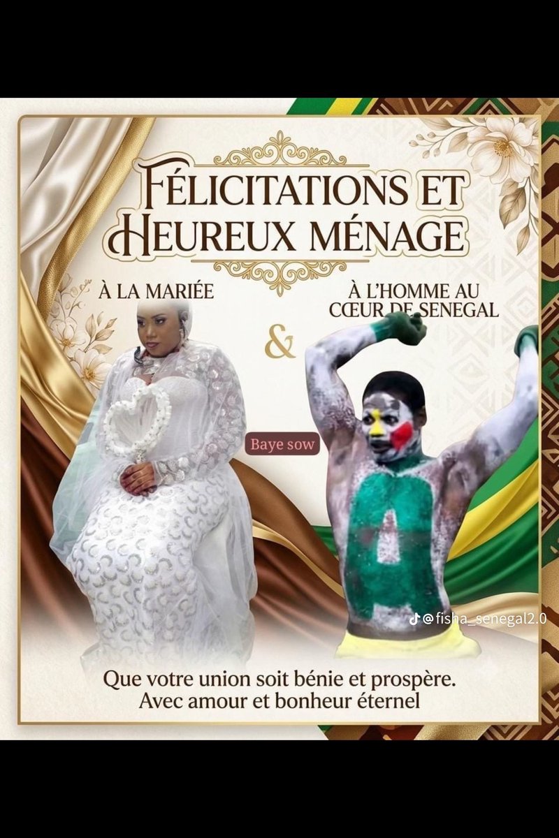 ibooufall2's tweet photo. Le A du Sénégal🇸🇳 s'est marié.
Bon et heureux ménage. https://t.co/D9LCqaIrPu