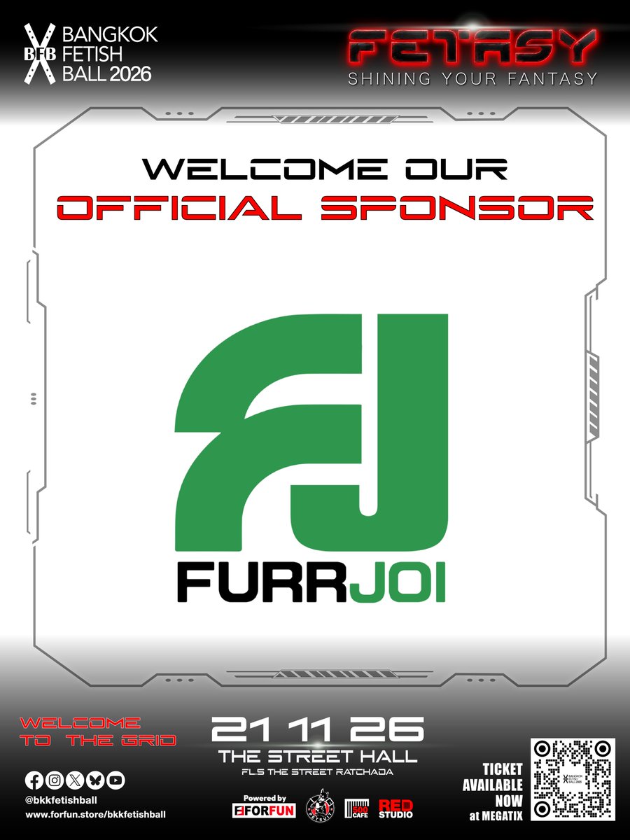 bkkfetishball's tweet photo. Proud to welcome @furrjoi01 our sponsors to FETASY 2026.
Thank you for believing in our community.
#fetasy #bkkftball #bkkfetishball2026 #forfunbangkok #forfuncommunity https://t.co/AoZcDcv9ds