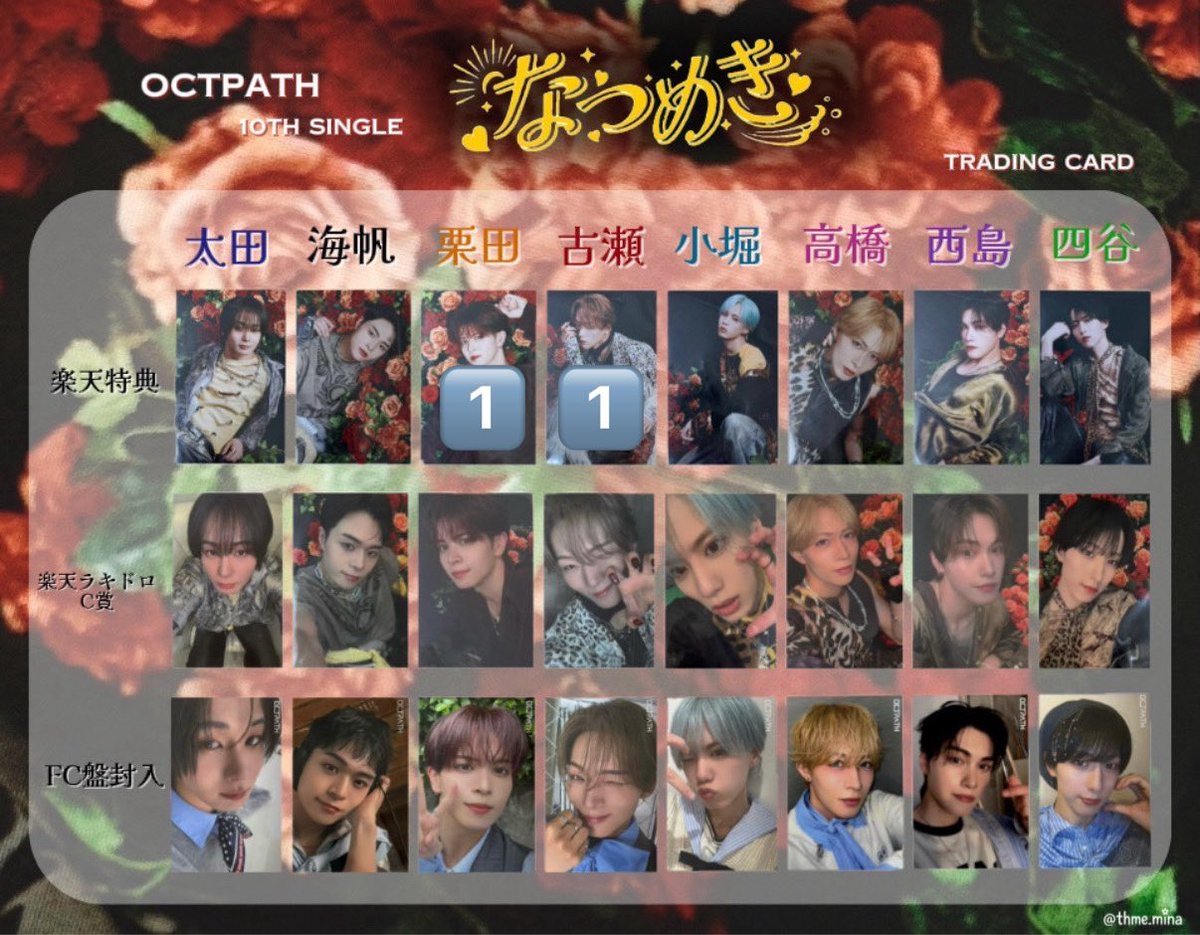 Fmef4Aa's tweet photo. OCTPATH なつめき
楽天 封入 トレカ 交換

【譲】栗田 古瀬 西島

【求】小堀　封入🩵優先

📮郵送希望
お心当たりのある方、お声がけください❕

#OCTPATH交換 https://t.co/J8aFRmY9W2