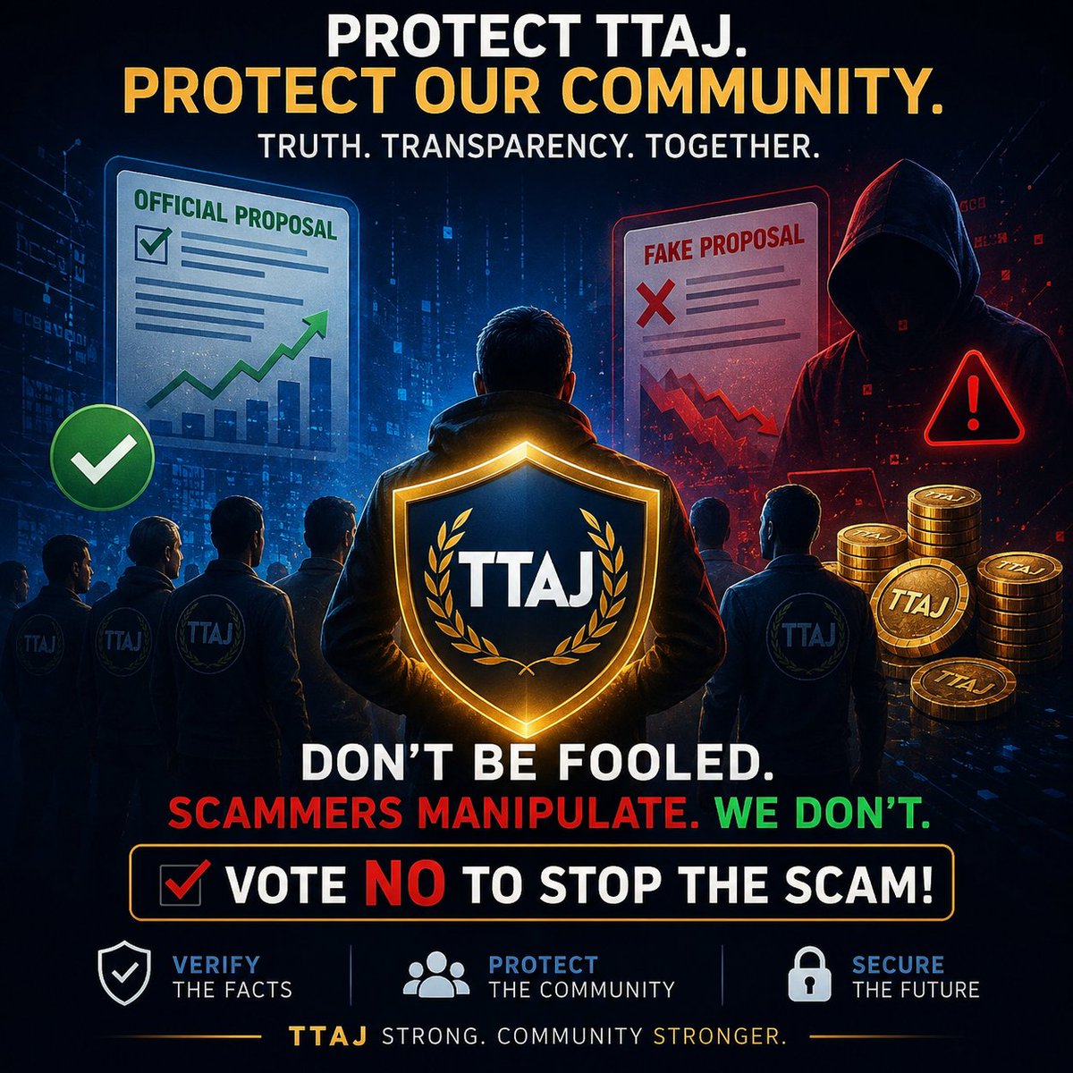 azrou99384's tweet photo. @TajmToken Transparency, facts, and fair voting are what make a DAO strong. Every TTAJ holder should vote based on evidence—not emotions. Together we protect the future of TTAJ. 💙 #TTAJ #DAO https://t.co/w992jBwkau