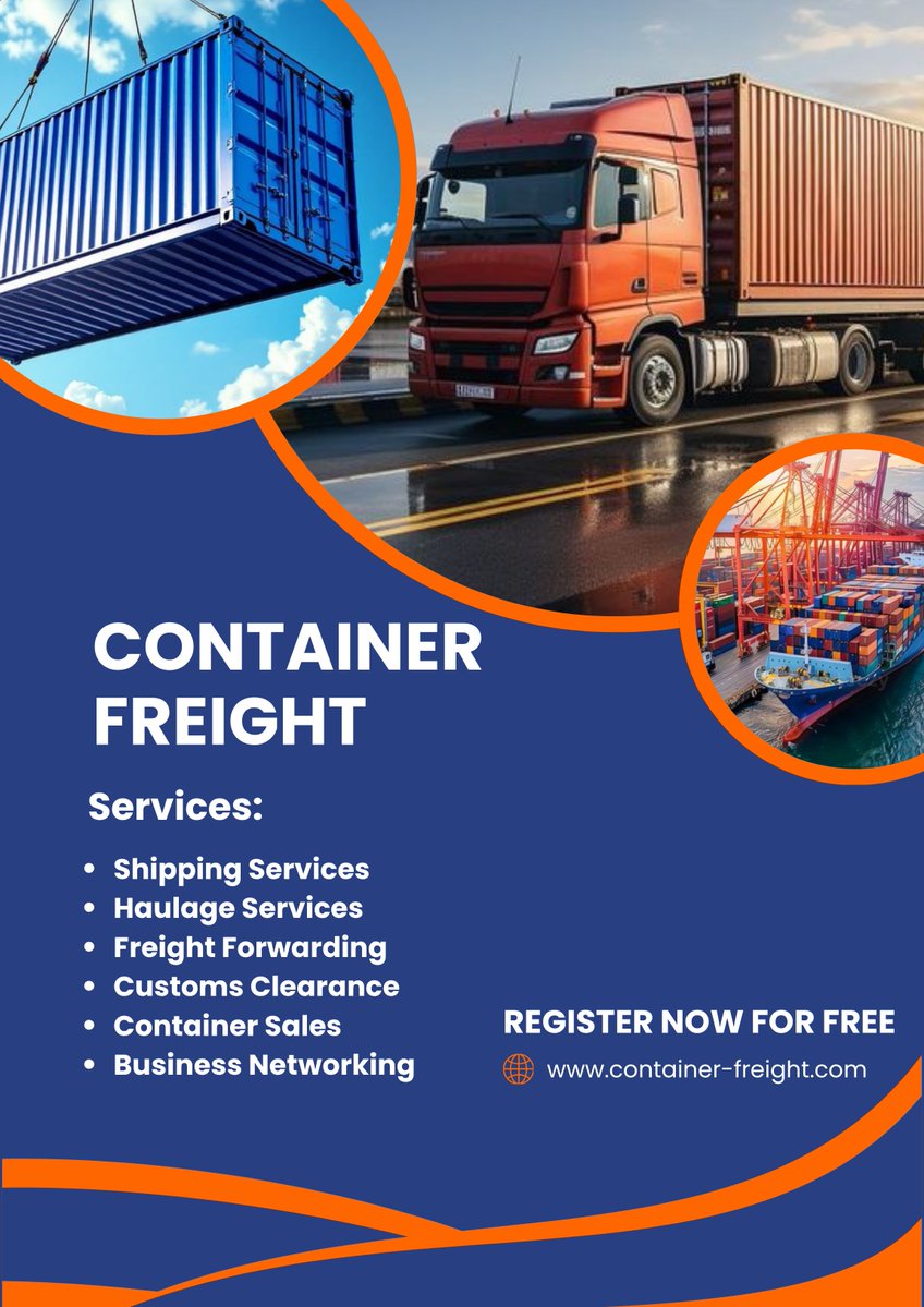 Freight132's tweet photo. Container Freight connects shippers, hauliers, freight forwarders, customs agents, and container sales businesses, helping you build partnerships, discover opportunities, and grow your business.

https://t.co/xqoTUtvSP7

#ContainerFreight #Logistics #FreightForwarding https://t.co/hGN2r4bCe5