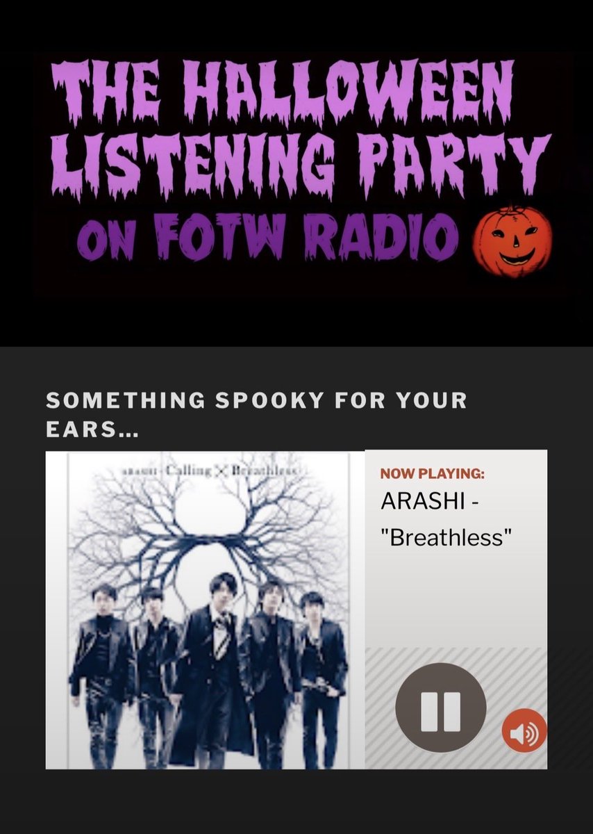e6_osanm's tweet photo. 🎃🇦🇺#Halloweenradio @fotwradio
#嵐海外ラジオオンエア #ARASHI
2026/7/29 #OAリスト 嵐編②🌌

🪧今日は私用でラジオが聴けなかったので皆さまのポストから拾いました。抜けていたらごめんなさい🙏

Breathless（💛
抱きしめたい

#嵐を世界に連れて行こう
@arashi5official https://t.co/vbsanZB5c8