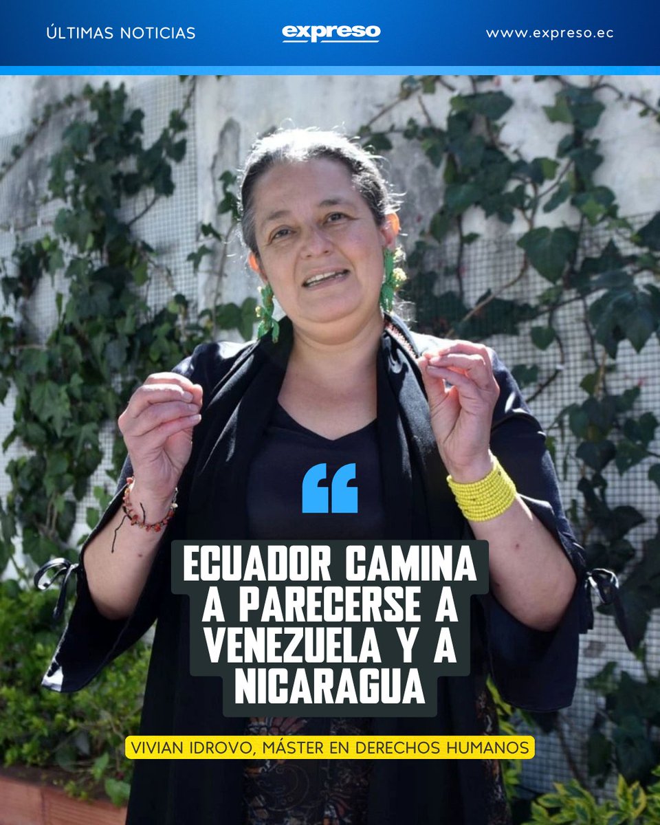 Expresoec's tweet photo. La Alianza de Organizaciones por los Derechos Humanos del Ecuador alerta sobre una supuesta autocratización. También advierte riesgos para la democracia. 

Mira todo lo que dijo su coordinadora, Vivian Idrovo 👉 https://t.co/QUJGzWPs42 https://t.co/C0hluwqiER
