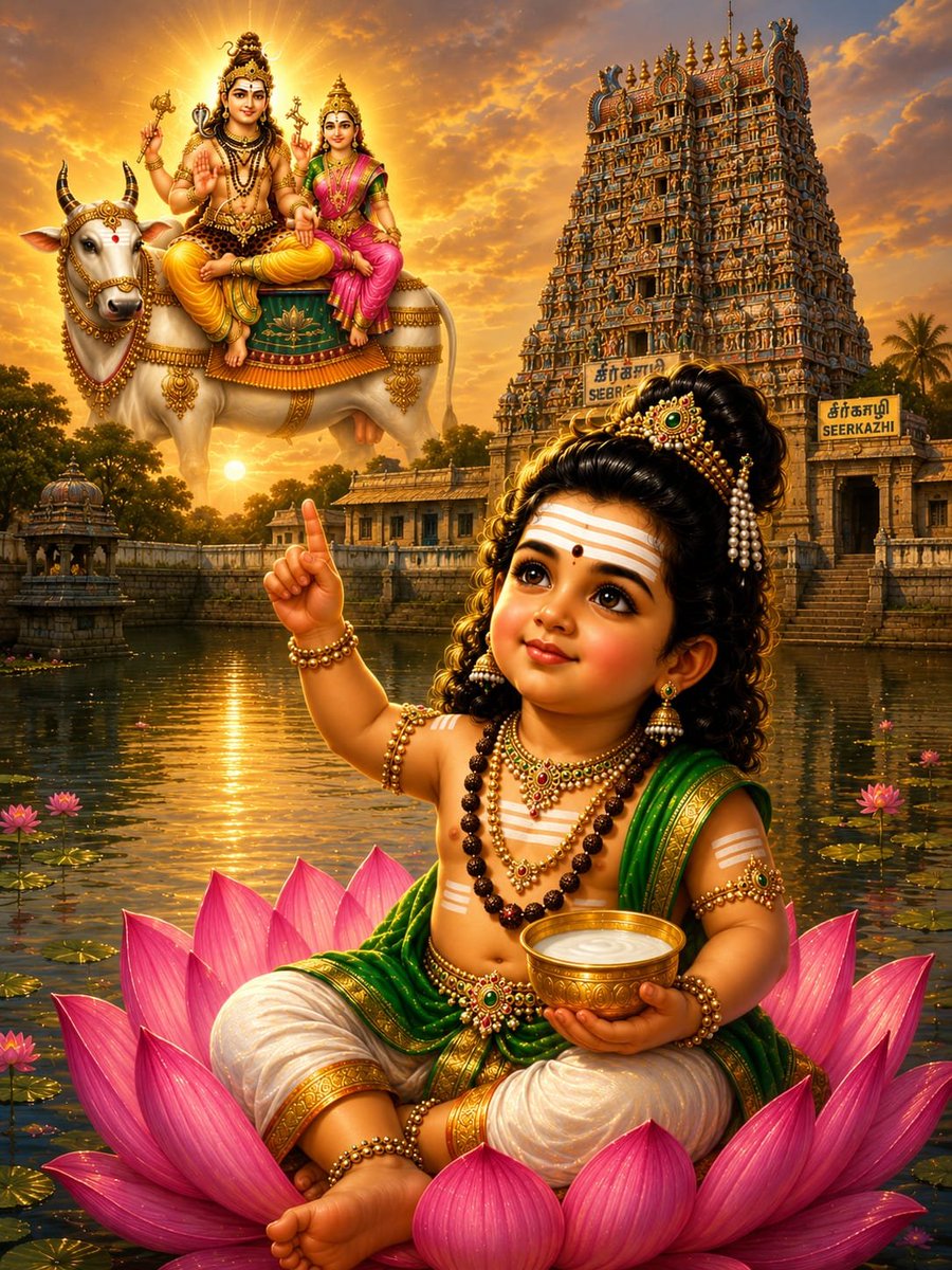 karthikjana's tweet photo. திருஞானசம்பந்தப் பெருமானது தியான ஸ்லோகம்.

बालं निर्वस्तरूपं अलकशुभशिवं कुञ्चितं पद्मसंस्थम्।
कर्णे ता���ङ्कयुग्मं स्मितमुखकमलं श्वेतवर्णं प्रसन्नम्॥
सव्ये सूची प्रदर्शं करतलमितरे स्तन्यभृत्स्वर्णपात्रं
वन्दे वेदार्थबोधं कविमणिममलं ज्ञानसम्बन्धमूर्तिम्॥ https://t.co/ibhM6W3yUh
