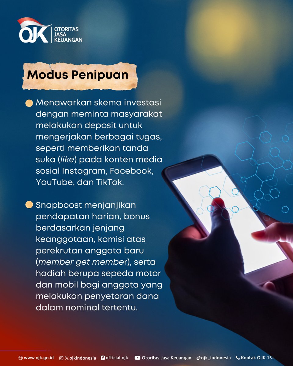 ojkindonesia's tweet photo. Seperti apa modusnya? Simak di postingan ini ππ»
#OJKIndonesia #Keuangan #SatgasPASTI #WaspadaScam #Snapboost https://t.co/rkeXME2Zuh