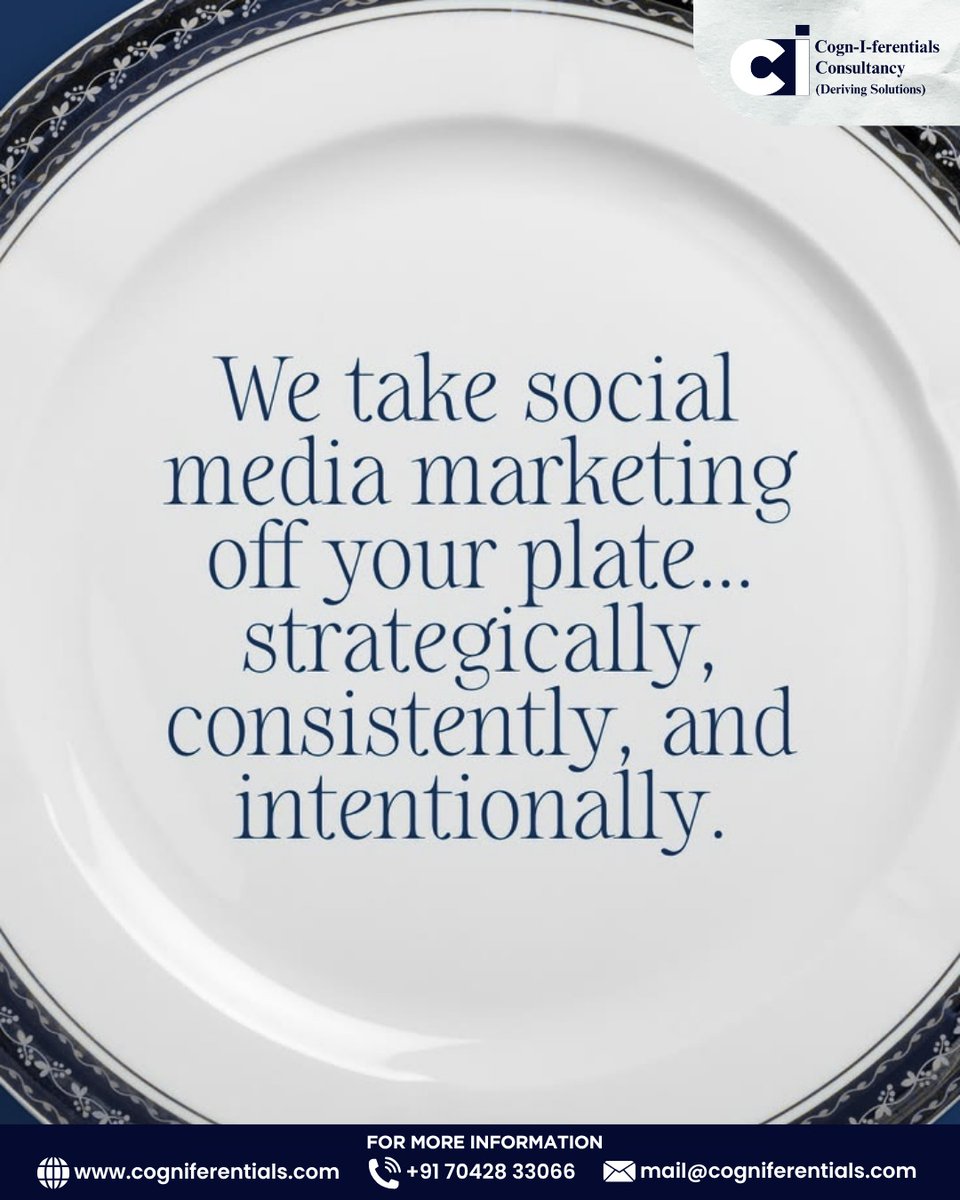 cogniferentials's tweet photo. Running your business is your priority. Your marketing shouldn't be another full-time job.
At #CogniferentialsConsultancy, we help brands grow with data-driven social media strategies, engaging content, and measurable results.

#SocialMediaMarketing #DigitalMarketing https://t.co/QpYFVSvora