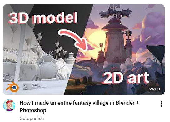 octopunish's tweet photo. Yay, just posted my second Youtube video! 🥹🥹

In the video, I show the whole process step by step: from the initial idea to the 3D scene and final paintover

If you’d like to create complex illustrations or environment concepts, this video is full of tips!

Link below ↓ https://t.co/VnRoYtpbhL