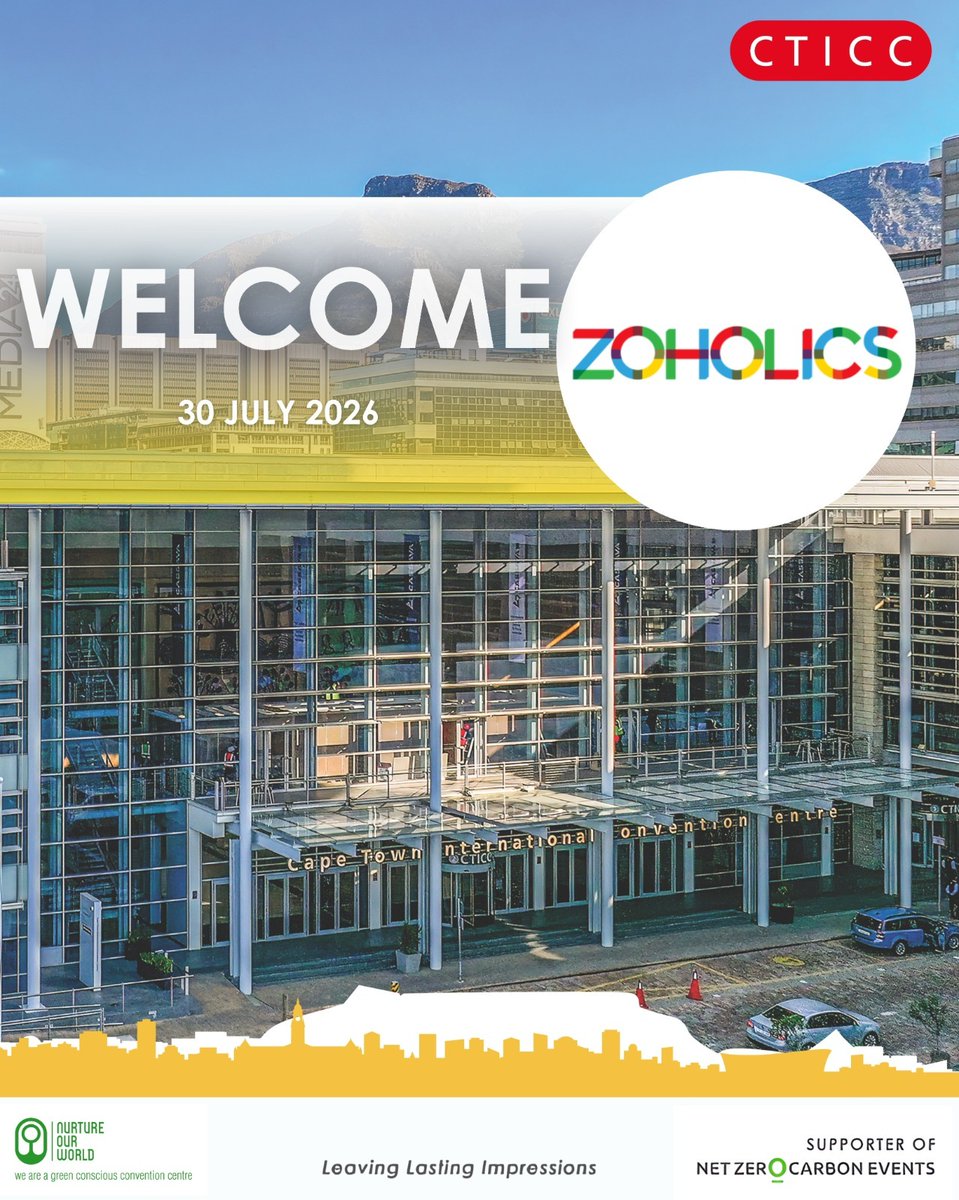 CTICC_Official's tweet photo. Innovation thrives where people come together to share ideas.
The CTICC is proud to welcome Zoholics Cape Town 2026, bringing together technology professionals, business leaders and innovators to explore digital transformation and the future of business.
We wish all delegates an inspiring and productive event.
#LeavingLastingImpressions
#WeavingALegacy
#cticc