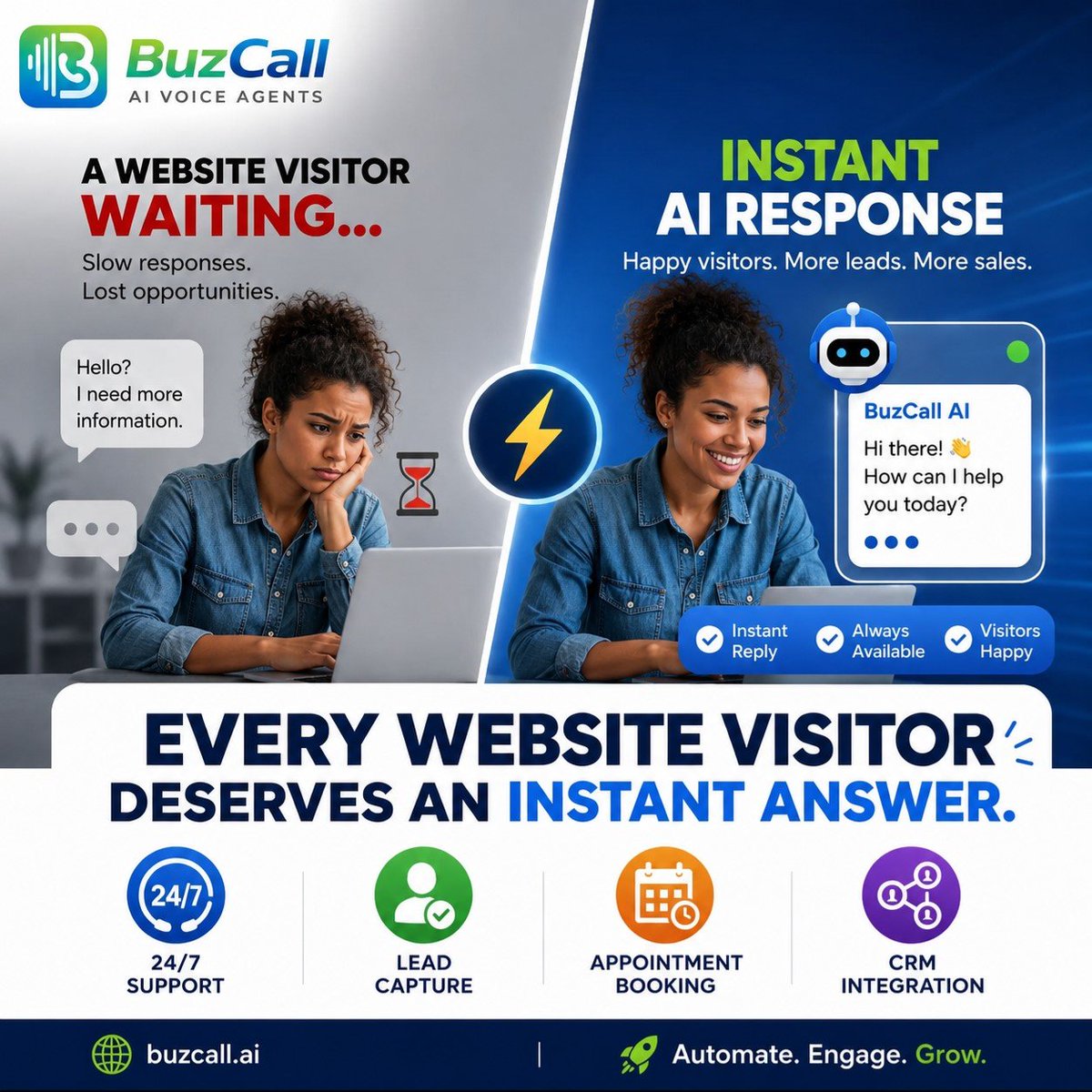 buzcall_ai's tweet photo. Your website shouldn't keep customers waiting.

✅ AI Instant Website Chat 

Every Website Visitor Deserves an Instant Answer.

🌐 https://t.co/cHIegVdk4b⁠

#BuzCall #AI #WebsiteChat #BusinessGrowth #LeadGeneration #Automation #WhatsApp #CustomerService #SaaS #DigitalMarketing https://t.co/nMIj8kjiXS