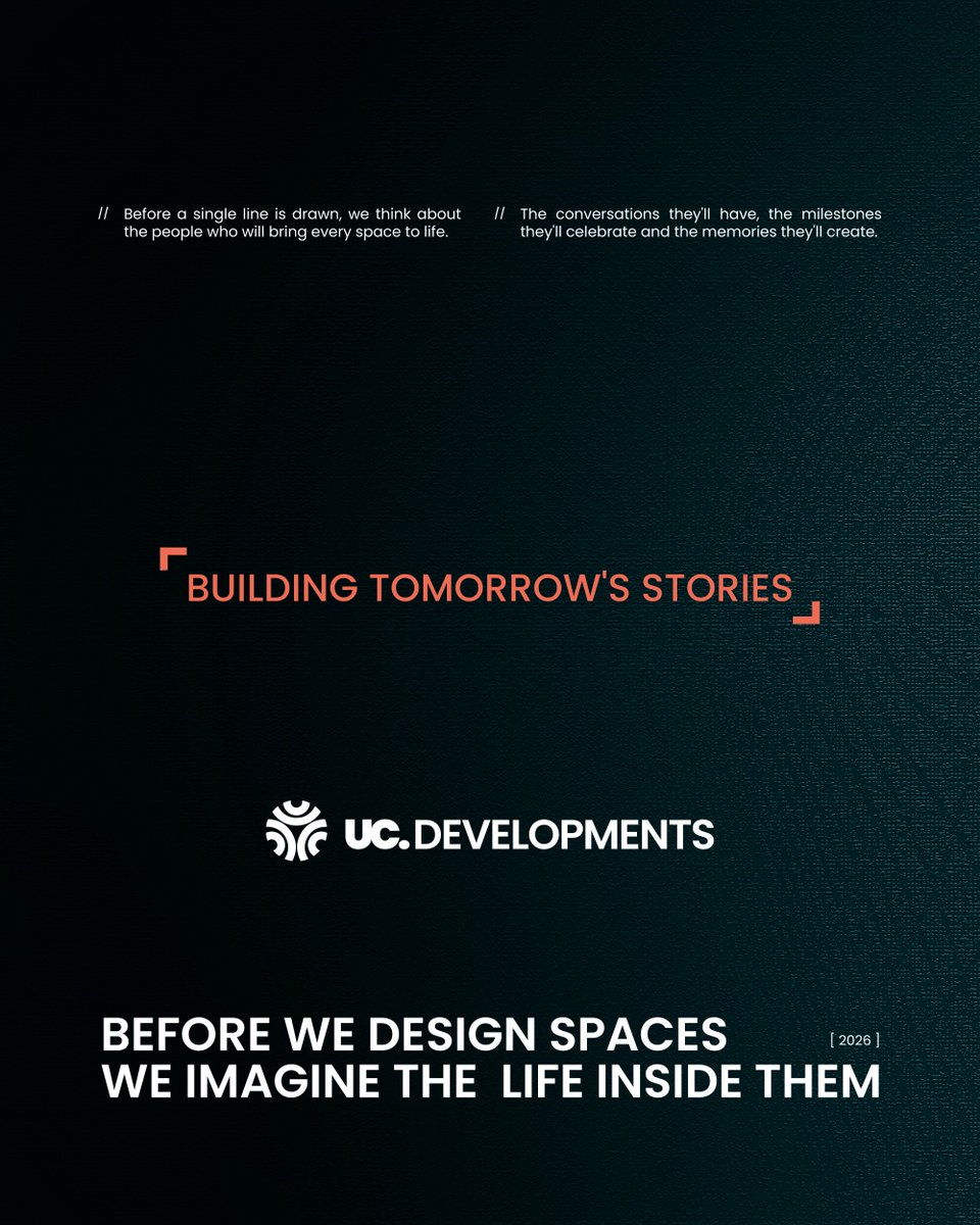 DevelopmentsUc's tweet photo. Before a single line is drawn, we think about the people who will bring every space to life.
The conversations they'll have, the milestones they'll celebrate and the memories they'll create.
That's how every decision at UC begins, by imagining life before designing the place. https://t.co/84cgYwMGRf