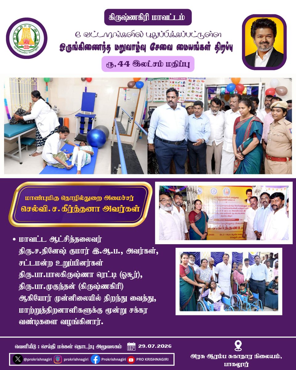 DisCollrkgiri's tweet photo. ஆறு வட்டாரங்களில் புதுப்பிக்கப்பட்டுள்ள ஒருங்கிணைந்த மறுவாழ்வு சேவை மையங்கள் திறப்பு. https://t.co/tXSPBK4j84