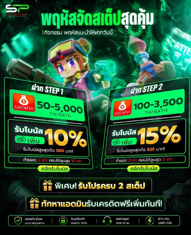 XvipV58402's tweet photo. ⚡️ พฤหัสสเต็ปสุดคุ้ม! ยิ่งฝากยิ่งได้เพิ่ม⚡️

📈 STEP 1 : ฝากรับโบนัสเพิ่ม 10%
📈 STEP 2 : ฝากรับโบนัสเพิ่ม 15%

🔥 ครบ 2 สเต็ป ทักรับเครดิตฟรีเพิ่มทันที!
เข้าเล่น 🎮 : https://t.co/ypIlJguXa8 https://t.co/pjufQwdyYC