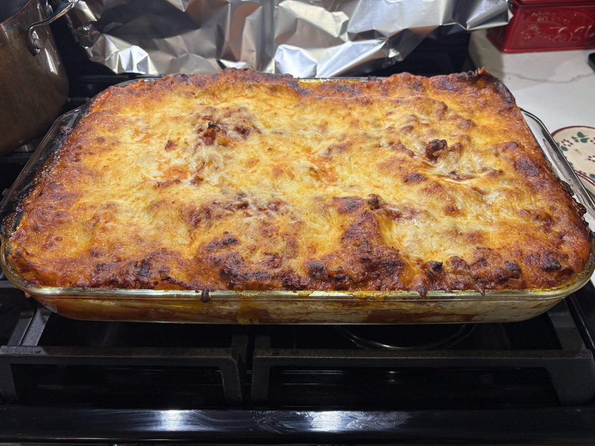 JawaadMitchell's tweet photo. Wife threw down some killer lasagna last night. She made and canned several quarts of pasta sauce the other day with our garden tomatoes and some @DadsSeasonings Italian mixed in. I’m horrible at taking pics of her projects 😂 https://t.co/J04xFi8gXy