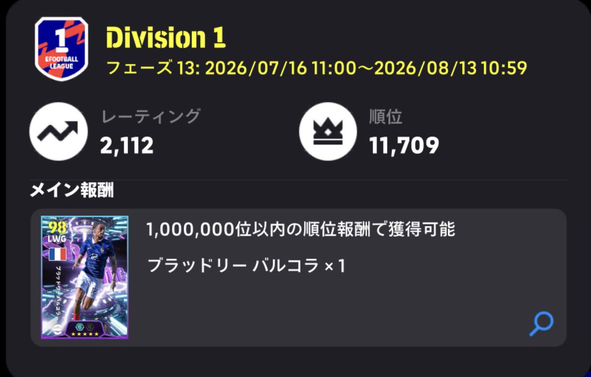 chart_game1's tweet photo. レート2100いった！
#イーフト    #無課金 https://t.co/lVP2yUQIPm