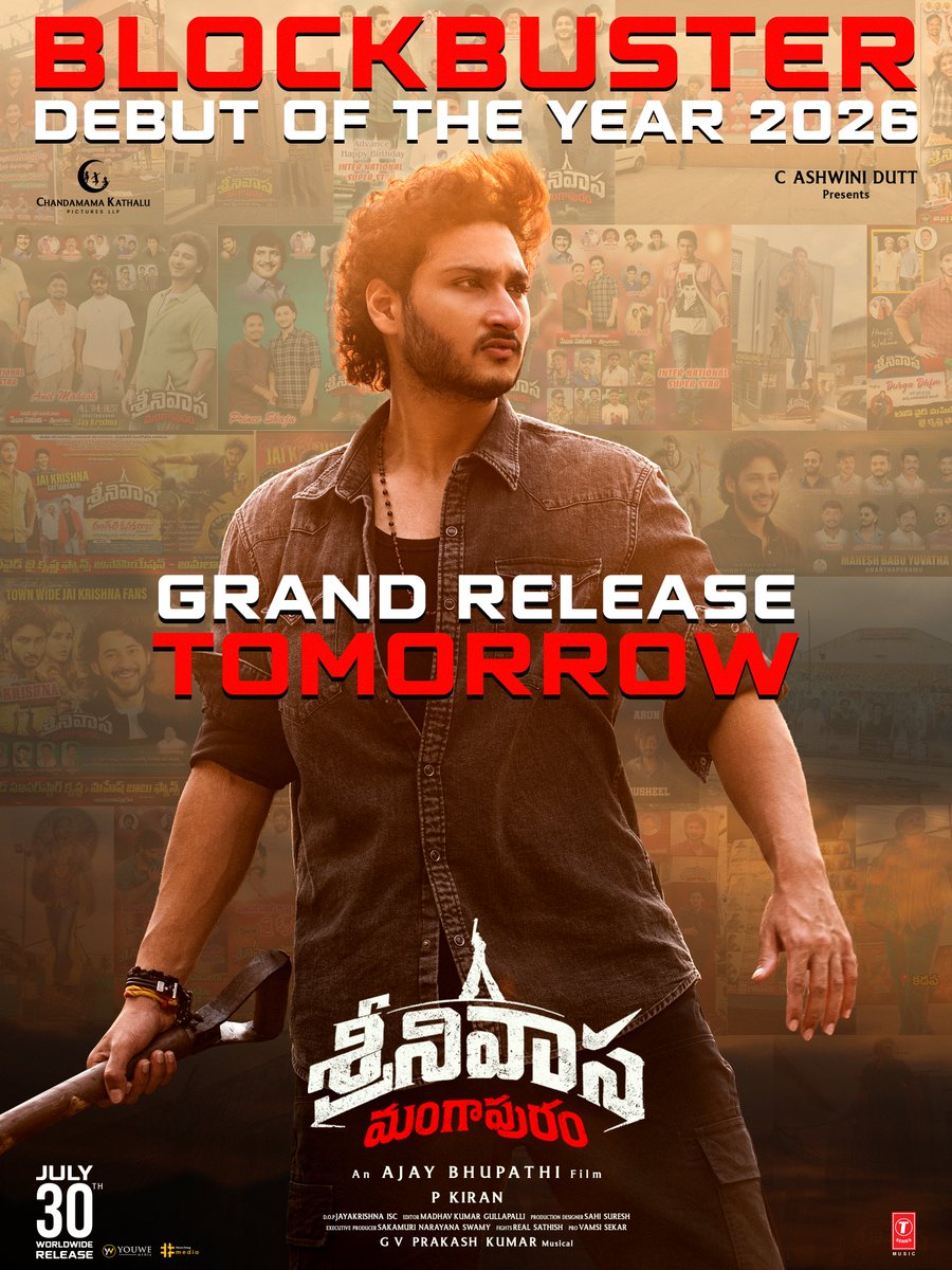 VyjayanthiFilms's tweet photo. ఎక్కడ పడితే అక్కడ ఫ్యాన్స్ ఉంటారు అమ్మ ❤️‍🔥

#JaiKrishnaGhattamaneni is being welcomed with tremendous love and is all set for the BLOCKBUSTER debut of the year 2026 🔥🔥🔥

#SrinivasaMangapuram GRAND RELEASE TOMORROW 💥

Book your tickets now!
🎟️ https://t.co/DuppnzvF4s 

#RashaThadani @themohanbabu @DirAjayBhupathi @gvprakash @AshwiniDuttCh @gemini_kiran @sahisuresh @gullapallikumar @CKPicturesoffl @VyjayanthiFilms @AnandiArtsOffl @tseriessouth @MediaYouwe