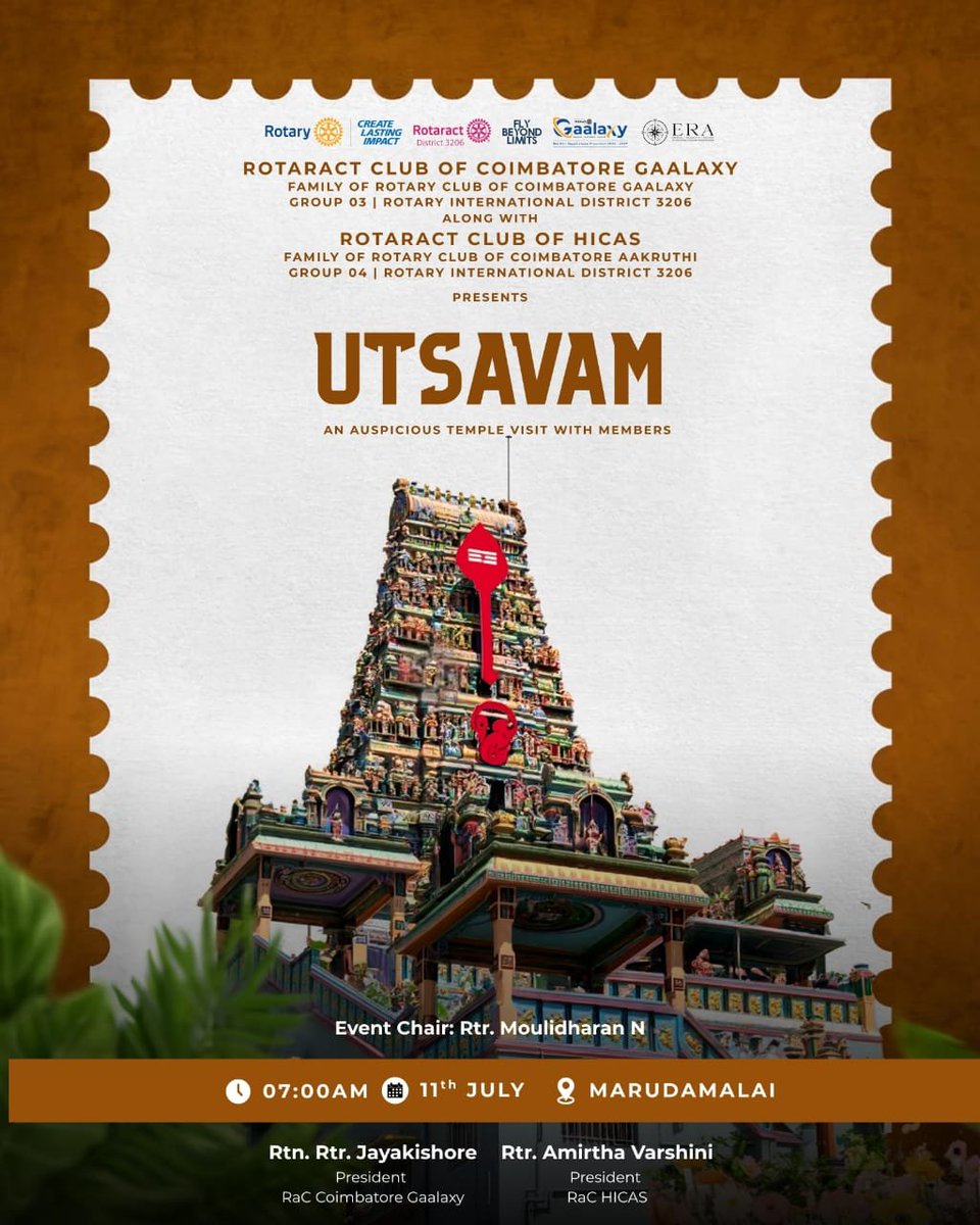 Rac_Gaalaxy's tweet photo. Utsavam brought members together in gratitude, faith, and fellowship. 🙏✨ Seeking blessings at Marudamalai Temple, we began the Rotary year with renewed purpose, stronger bonds, and a shared commitment to meaningful service. 💙 #Utsavam #TempleVisit #Fellowship #Rotaract https://t.co/9IceXxDpDE
