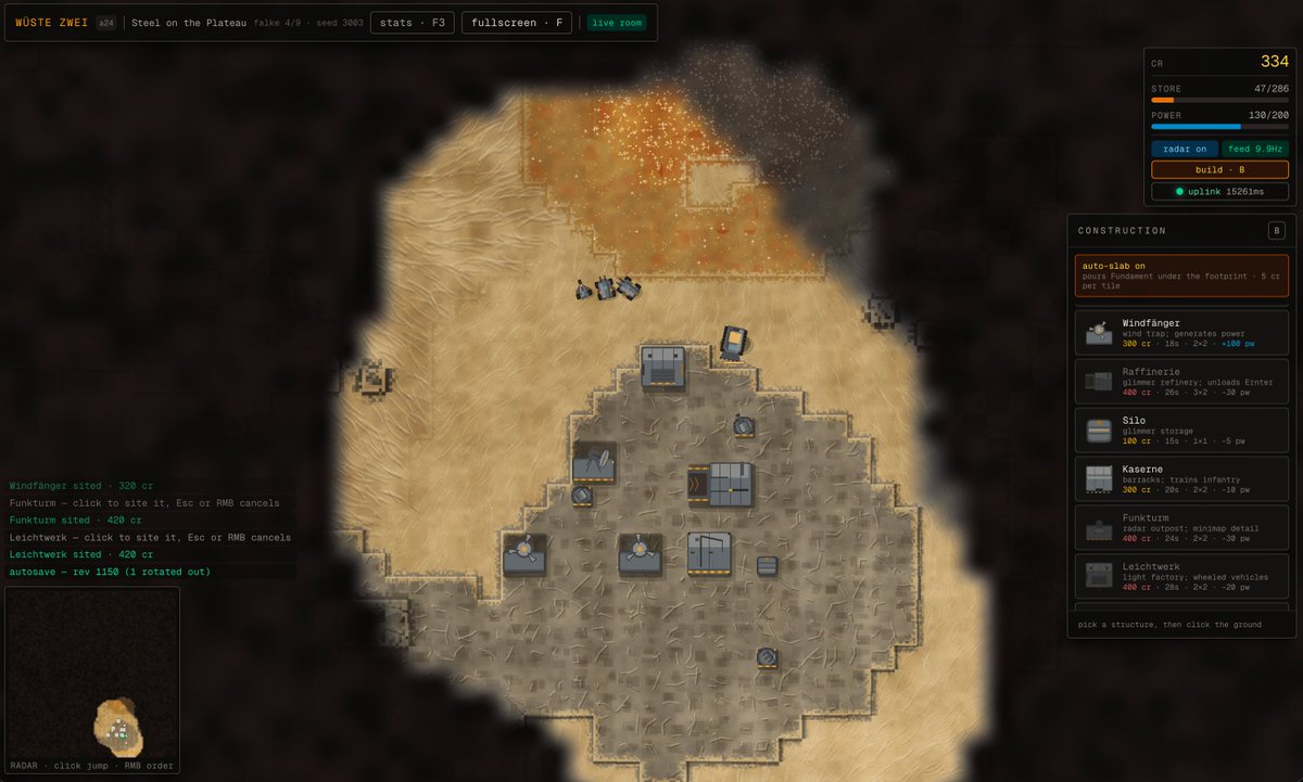 TracNetwork's tweet photo. Moving Out! - Enjoy "Wüste Zwei", a real-time strategy game based on a popular sci-fi book about desert planets, worms, and competing houses...

Relive the full experience with 3 campaigns, 27 maps and skirmish mode - it's more fun than ever:

https://t.co/OMnHbIbfEk

More info below.

This version is a faithful recreation of the classic PC/Amiga game, which founded the actual genre. But this time you fight agentic-controlled opponents.

It demonstrates how Trac Network and OpenMayhem enable real-world usage of AI & modern Crypto.

No player needs any wallet, tokens, or to spend anything to play. All that while the underlying economy works.

While it works on phone, Desktop is preferred. In-game, hit the ESC key for how-to and options. F-key enables fullscreen.

Under the hood:

Your opponent is a fully autonomous agent using OpenMayhem providers.

We also used OpenMayhem providers to create media assets for the game itself (videos, images, voice narration). The game engine was created using Fable, using its charming art style.

You can play the game fully for free, we sponsor the OpenMayhem provider fees.

The game is the top-facing layer of what we are building:

Trac Network -> OpenMayhem -> Wüste Zwei

If you think it's cool, we'll be willing to open-source and update it further! Feel free to report bugs.

The network is still young and has limited ai providers. So if you encounter "uplink" problems in-game (see top right), then help the network and join as provider.

The more providers, the more can play. As a bonus, you can earn being a provider.