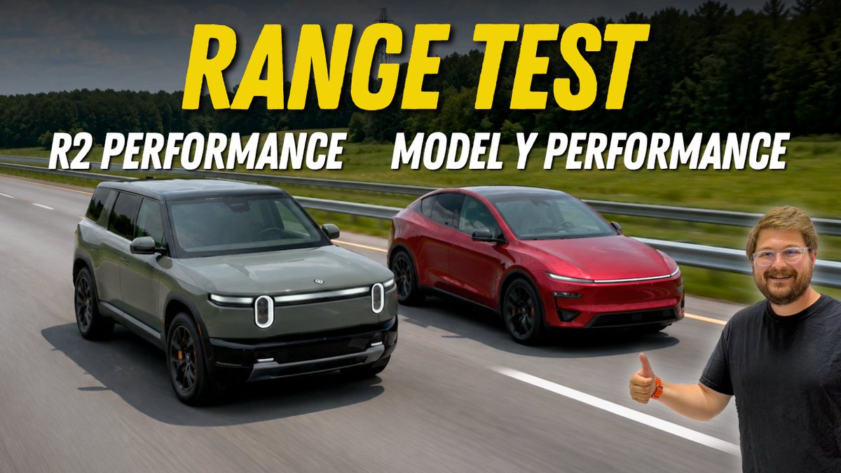 Out_of_Spec's tweet photo. Rivian R2 vs Tesla Model Y 70-MPH Highway Range Test! How Is This Even Possible?

https://t.co/MYef2fZzHv https://t.co/pHEOkgT3rW