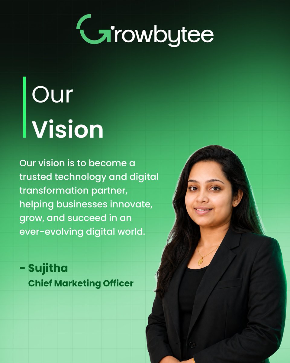 GrowbyteeGlobal's tweet photo. Our mission drives us. 
Our vision inspires us. 
Our values define us.  

Innovation. Integrity. Collaboration. Excellence. Customer Success.  

This is the foundation of GrowBytee.

#GrowBytee #Innovation #BusinessGrowth #Leadership #DigitalTransformation #Startup #Tech https://t.co/DhbsUSHCoo