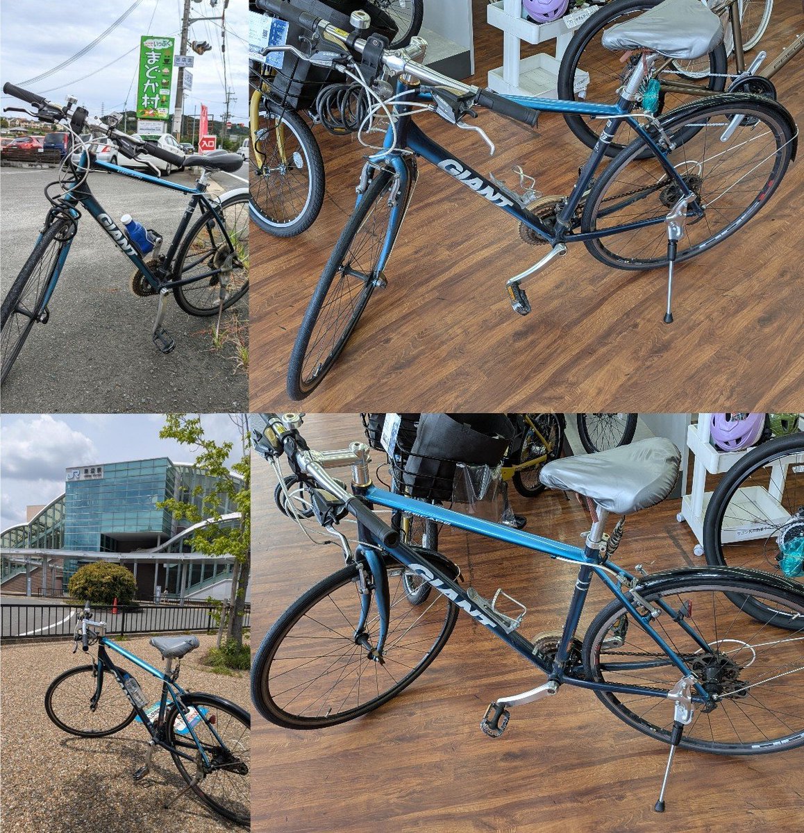 starNissy's tweet photo. 昨夜の帰り道、「パーンッ！」と銃声のような音が。
愛車・‘GIANT Escape R3’の前輪がパンク💦🚲️
https://t.co/x7cQNYk70S
（僕が購入した頃の約1.5倍くらいの価格になっとる！）

今日の午前中、半休取って修理へ。
後輪も空気抜けがちだったし、スタンドも弱ってたし、いろいろリニューアル♪💸 https://t.co/uUSpDX6aZ2