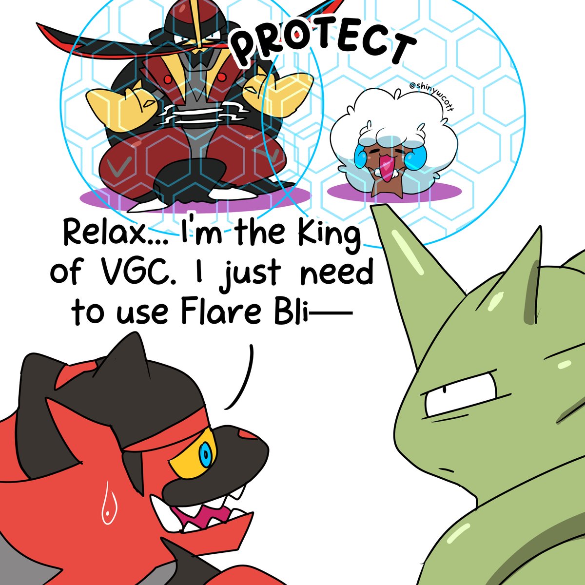 Shinywcott's tweet photo. "Relax.. I got this.. I'm the king of VGC"
-Incineroar will need therapy after this
(˵• ̀⩊•́˵) ✨✨✨
#Pokemon #PokemonChampions https://t.co/nwHoYQuEYS