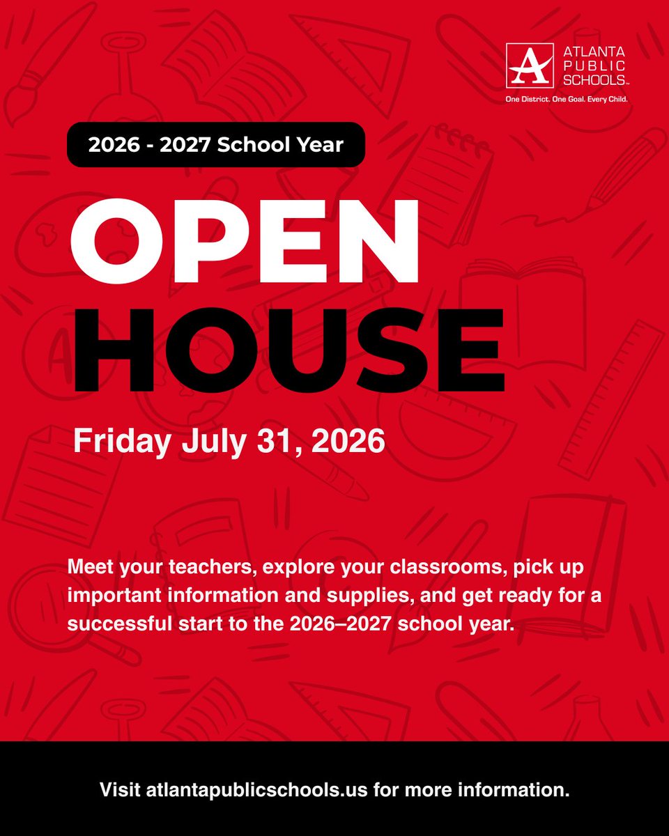 apsupdate's tweet photo. 📚 Are you ready for an incredible new school year?

APS will host Open House this Friday, July 31! 

🏫 Elementary Schools: 9:00 a.m. – 11:00 a.m.
🏫 High Schools: 11:00 a.m. – 1:00 p.m.
🏫 Middle Schools: 1:00 p.m. – 3:00 p.m.

We look forward to welcoming you as you meet your student's teachers, receive school supply kits, explore your school, and get ready for an amazing school year!

For additional information, please contact your student's school.