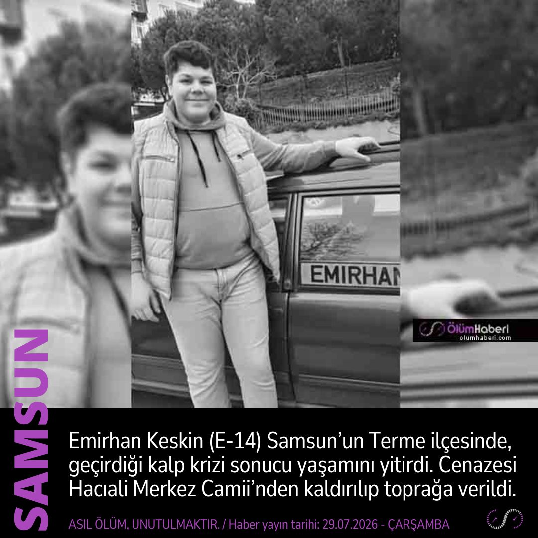 OlumHaberi's tweet photo. Emirhan Keskin (E-14) Samsun Terme'de, kalp krizi sonucu yaşamını yitirdi.
https://t.co/pjtICLMat0
#EmirhanKeskin #Samsun #Terme #kalpkrizi #vefat #cenaze #ogrenci https://t.co/5LpBYDCLlC