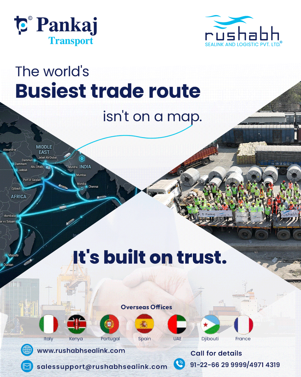 rushabh_sealink's tweet photo. We are proud to support those connections through dependable freight forwarding and commodity logistics.

Global trade is built on more than routes; it's built on trust.

+91-22-6629 9999
salessupport@rushabhsealink.com
https://t.co/FTFZ73gU7x

#GlobalTrade #FreightForwarding https://t.co/2pWRUOXHrV
