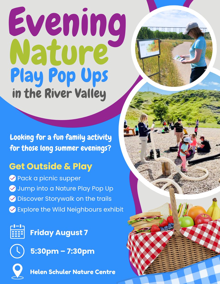 DiscoverItHere's tweet photo. Join us for an evening of outdoor fun at the Nature Centre! 
Explore our Nature Play Pop Up, wander the StoryWalk Trail and discover the animals in our Wild Neighbours exhibit.

- August 7 | 5:30pm–7:30pm
- Free drop-in event

#YQL #ExploreNature #FamilyFun https://t.co/lNdgCxMngi