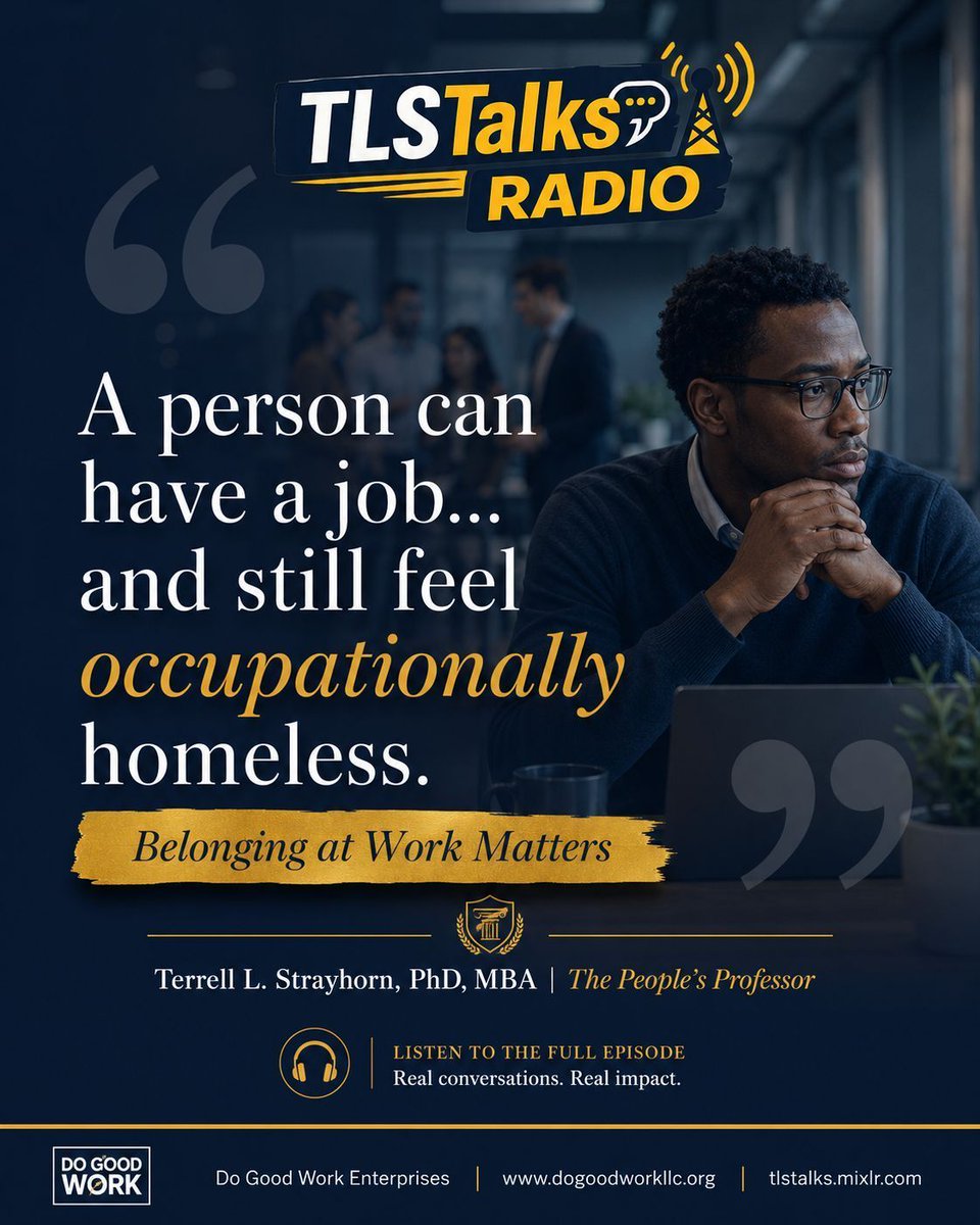 tlstrayhorn's tweet photo. Three things YOU can do to support workplace belonging: (1) Reach out to co-workers (2) Invite input from others (3) Celebrate people's contributions.
Check out this #TLSTalks Radio episode: https://t.co/U45U40v8I0 https://t.co/y9w0Pl31Fs