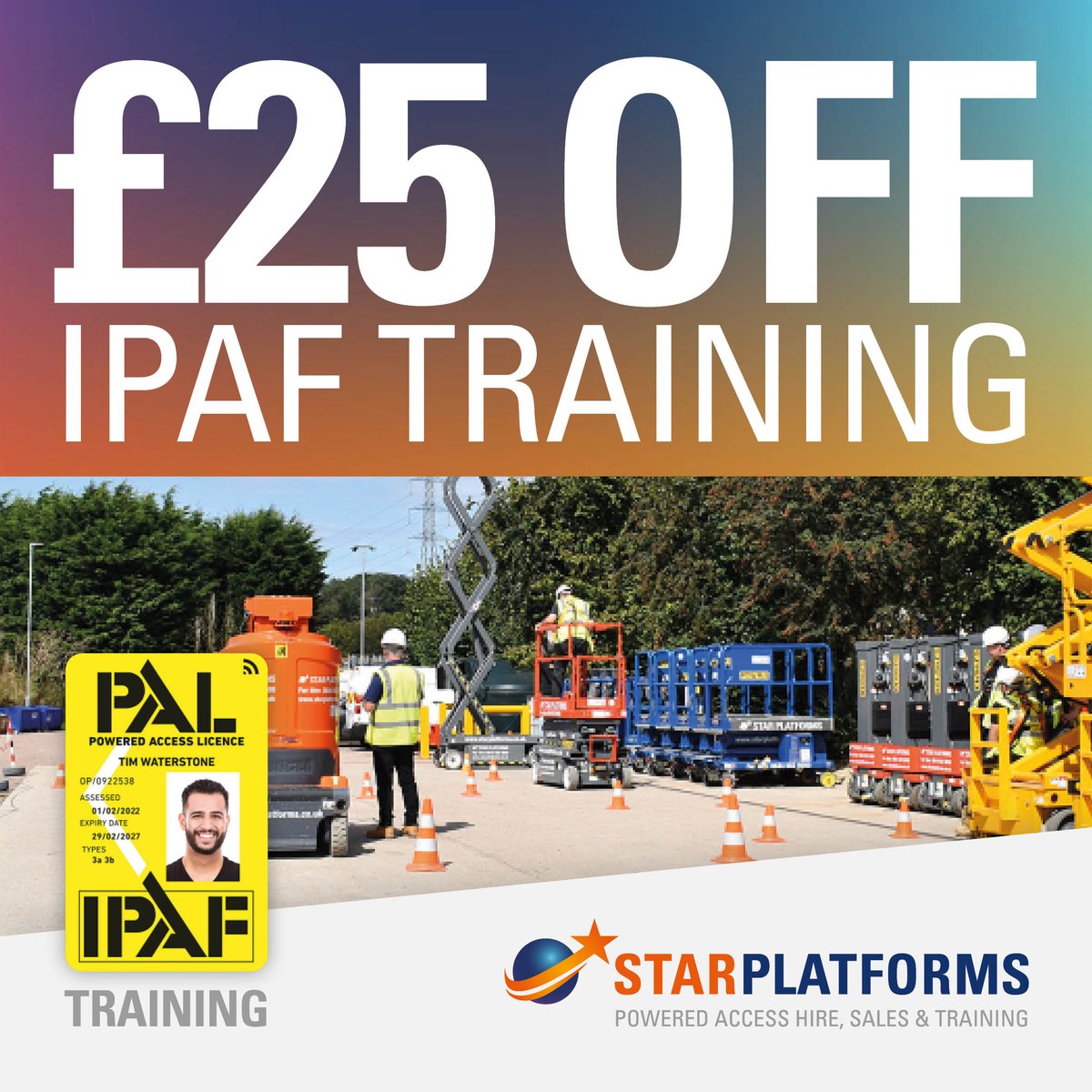 StarPlatforms's tweet photo. 🎉 £25 OFF IPAF Operator Training! 🌞

Train your team for safe, efficient work at height - now £25 off. Saturday dates available!

Use code SUMMER26 by 9 Sept. Book: https://t.co/qUKOuDtH0g

#IPAFTraining #WorkAtHeight #SafetyFirst #SummerOffer https://t.co/ZEFp7efgVE