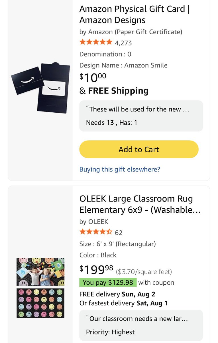 keysh1013's tweet photo. The $70 coupon is still active for this rug! We really need a new one for large group activities!! 👧🏻👦🏼

Just a $10 GC is a big help! 💟💟

https://t.co/agXeKEKMoZ

#clearthelist #Teachersof𝕏 #teacherwishlist #bettertogether https://t.co/BLU1NXiJg0