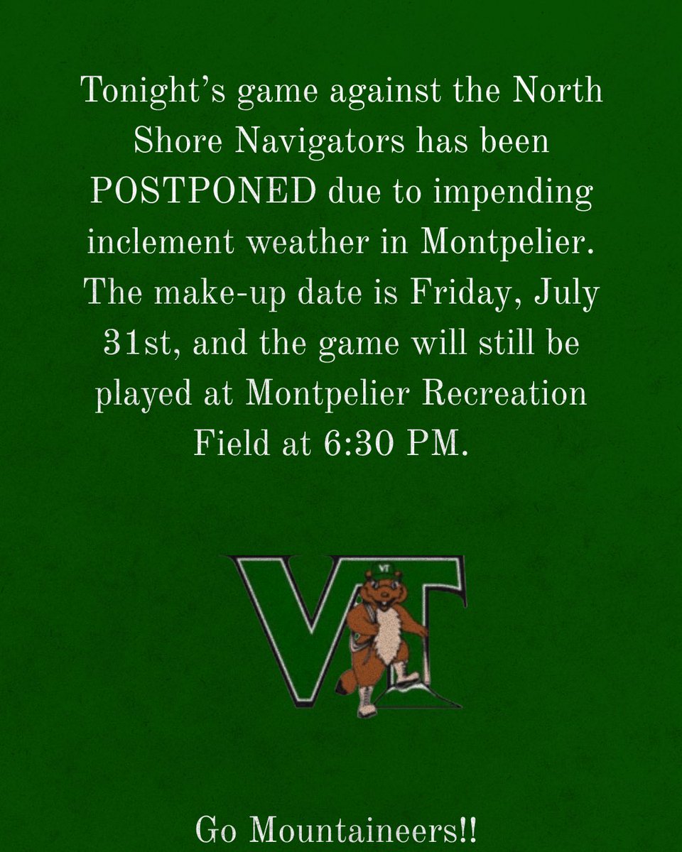 NeersBase's tweet photo. Update on tonight’s game!

#neersbase⚾️ | @TheNECBL https://t.co/ZfkHwvx9C1