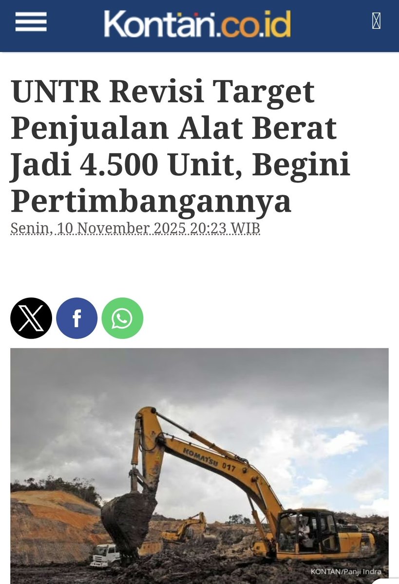 711ECW's tweet photo. UNTR, AK akumulasi 4.3 Triliun dalam 1 tahun. Apakah menarik?

Saya bahas 👇

1. UNTR saat ini menggunakan dana internal sebesar Rp2 triliun untuk program buyback saham guna menjaga stabilitas harga dan meningkatkan laba per saham (EPS).
2. Segmen usaha non-batubara konvensional seperti mineral (emas) dan diversifikasi baru diharapkan menjadi motor pemulihan di tengah normalisasi harga komoditas.
3. Penjualan alat berat (Komatsu) dan volume produksi batubara mengalami perlambatan hingga pertengahan tahun 2026 seiring siklus penurunan permintaan sektor pertambangan tercermin dari net income 2026.
4. Manajemen merevisi target penjualan alat berat Komatsu menjadi sekitar 4.000 unit akibat penurunan Rencana Kerja dan Anggaran Biaya (RKAB).
5. Support: Rp24.350 (area batas bawah kuat atau harmonic support).
6. Resisten 1: Rp27.500 (batas atas resisten jangka pendek).
7. Resisten 2: Rp27.975 (target uji penguatan lanjutan).

Dengan diversifikasi ke bisnis nikel dan sektor emas, serta efisiensi perusahaan untuk fokus melakukan pengendalian biaya dan efisiensi belanja modal (capex) untuk menjaga arus kas tetap positif apakah UNTR layak untuk di hold? ataukah gambaran LK Q1 Q2 2026 sebagai tanda bahaya?

Disclaimer on.
DYOR.
NFA.

#POVfromBBB