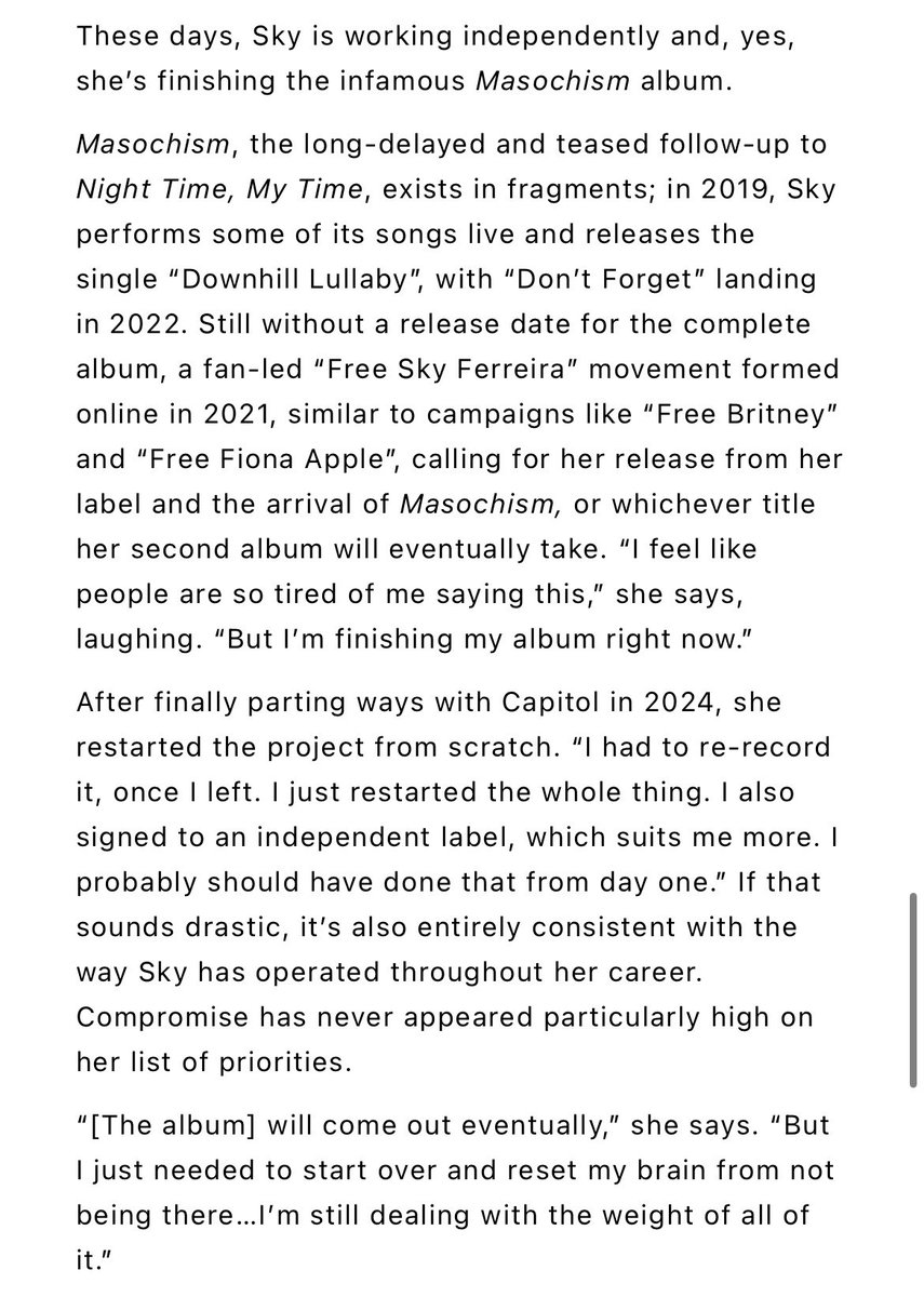 bjorkspears's tweet photo. 🚨Sky Ferreira just confirmed ‘Masochsim’ still exists and that she’s working on it as we speak!

#SKYFERREIRASUMMER2038 🥳 https://t.co/yFQRCjDCI7