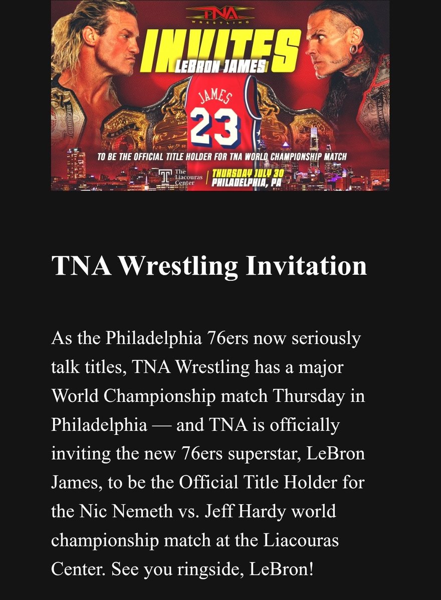 SeanRossSapp's tweet photo. TNA invites LeBron James to their TV taping https://t.co/eTJLRHfp18
