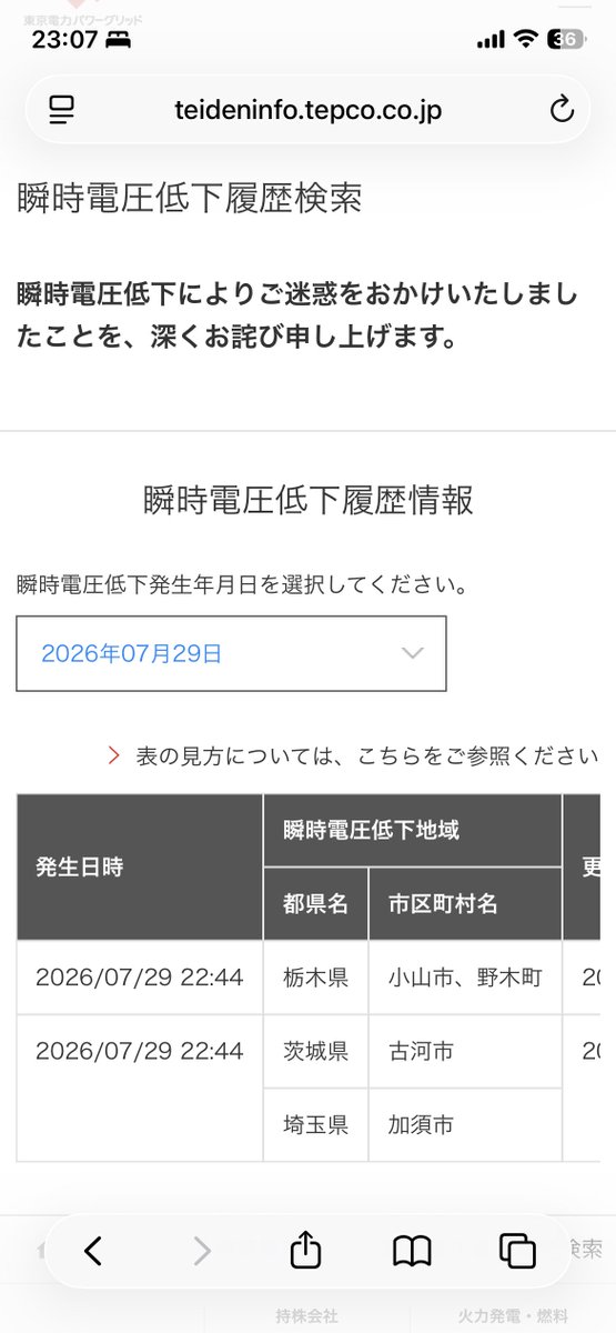 raraemon's tweet photo. 古河市近辺でも瞬時電圧低下が発生してた https://t.co/qOWtnbBrnY