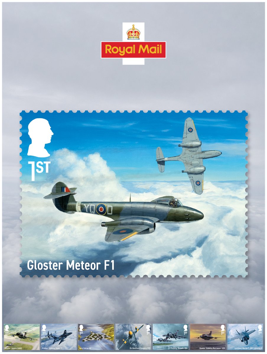 RoyalMail's tweet photo. ✈️ We're wheels up! ✈️
The Military Jet Aircraft Stamps &amp; Collectibles are OUT TODAY!

Celebrate iconic aircraft and the dawn of the Jet Age with this outstanding collection.

Don’t miss your chance — shop now 👉 https://t.co/bjxj4z7WUI https://t.co/nRPHKg1WZ0