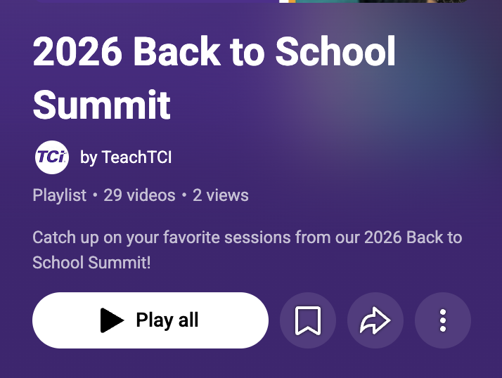 TeachTCI's tweet photo. The 2026 Back to School Summit recordings are available to watch!

Now you can revisit your favorite sessions or catch any you missed.

Watch Summit Recordings: https://t.co/jK4HCgevQR

#TCISummit26 https://t.co/JAKemLioJz