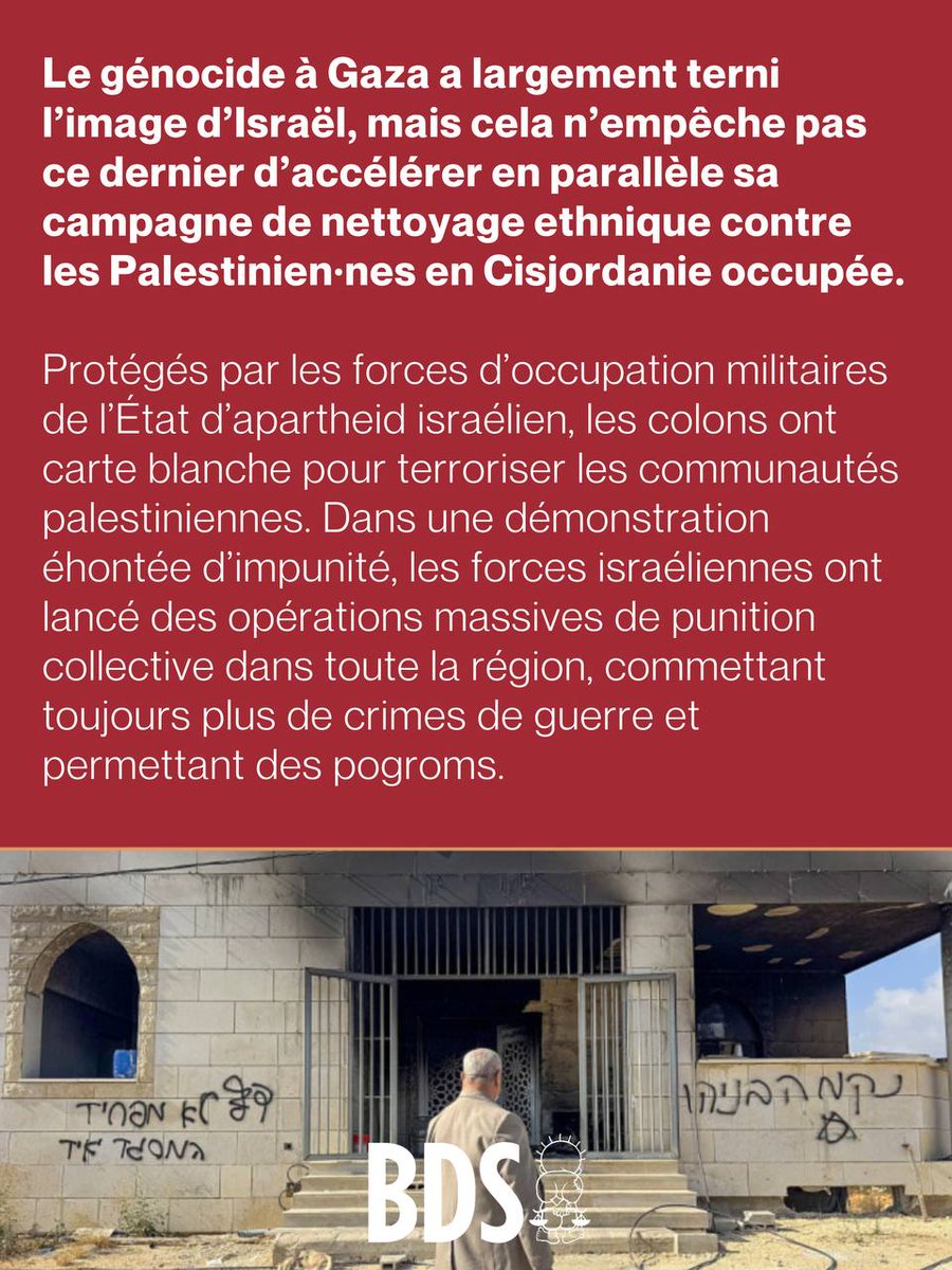 Patriote_101's tweet photo. Il s'agit là de la politique délibérée d'Israël visant à perpétuer la Nakba.
 
Continuer à faire comme si de rien n’était avec l’État génocidaire israélien, ou avec l’une de ses entreprises et institutions complices, revient à se rendre complice à son tour. BDS dès maintenant. https://t.co/fW8SqyBhqg