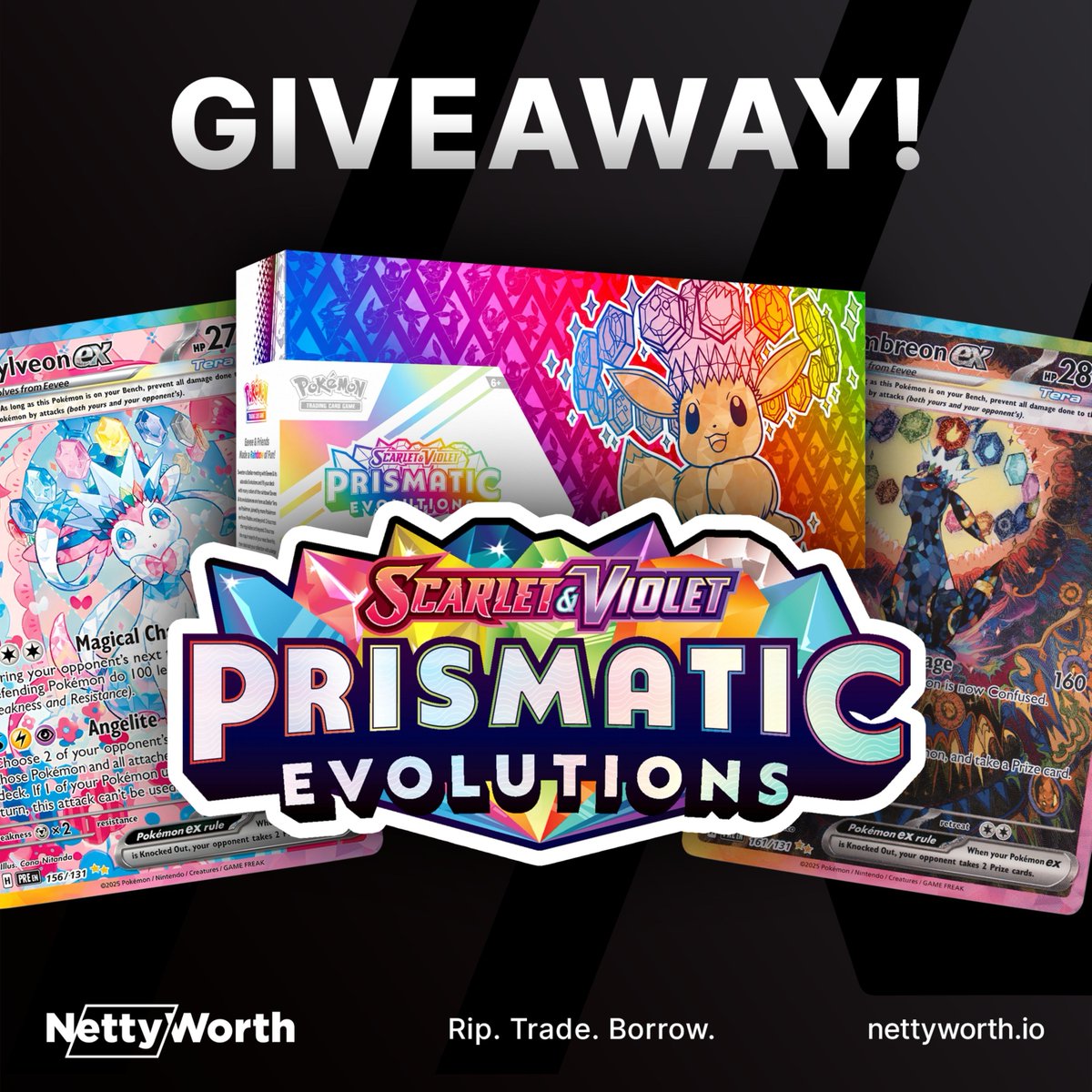 nettyworthapp's tweet photo. 📢 NettyWorth Discord is live! 

Come join the collectors community for your chance to win a Prismatic Evolutions UPC 

Details inside: https://t.co/TkVUHo59Ll https://t.co/3DAUi8yQqs
