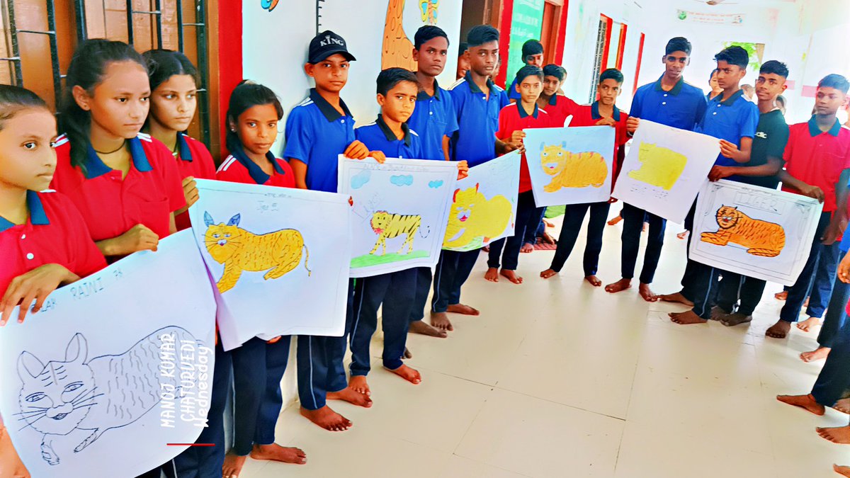 manoj945052's tweet photo. Painting competition held in upper primary School Belwanohar paraspur Gonda on the occassion of international tiger day https://t.co/ce0C08fKxT
