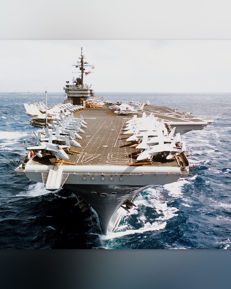 Boneyardsafari's tweet photo. Flashback to 1988 with USS Constellation CV-64 underway. Note she still retained one bridle sponson for legacy aircraft that didn’t have a launch bar. #ussconstellation #cv64 #aircraftcarrier #boneyardsafari #navalsafari https://t.co/mpGPP0aOeo