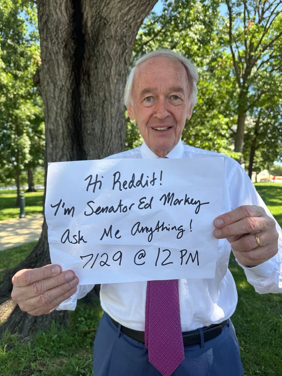 EdMarkey's tweet photo. I’ll be live on r/massachusetts at 12pm answering your questions and talking about the fights of our time. Ask me anything! https://t.co/OXfPAe247i