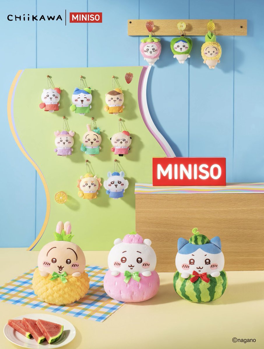 minaplex_shop's tweet photo. 📢 『ちいかわ』× MINISOフルーツマーケットPOP-UP STOREが中国にて開催決定🍉🍍

フルーツマーケットをテーマにした新作グッズが登場✨

🗓 開催日：2026年8月2日～
📍 中国7都市（上海会場：8月7日オープン予定）
🏢 主催：MINISO（名創優品） https://t.co/HdJXeLnYrV