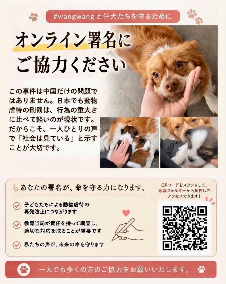 emily0519ctks's tweet photo. 長い戦いになるだろうけど、絶対に諦めない！
動物虐待の闇の世界を知った今、知らないふりなんてできない
一人一人の力、声は小さくても世界中で一丸となれば大きな力となることを信じて
#旺旺  #justiceforWangwang  #動物虐待を許さない https://t.co/La1qw1gjnQ